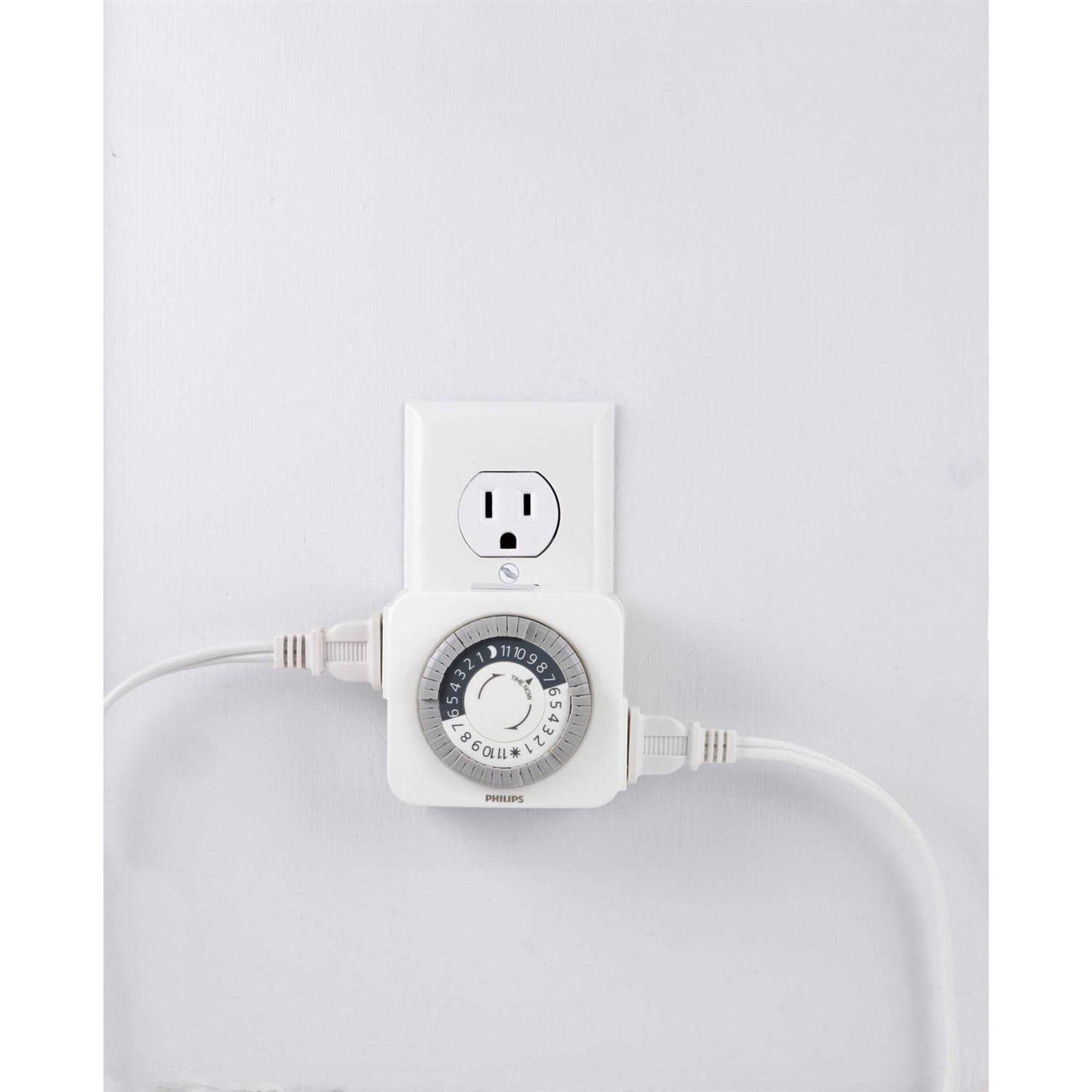 Philips 24-Hour Indoor Plug-in Mechanical Timer 2 Polarized Outlets