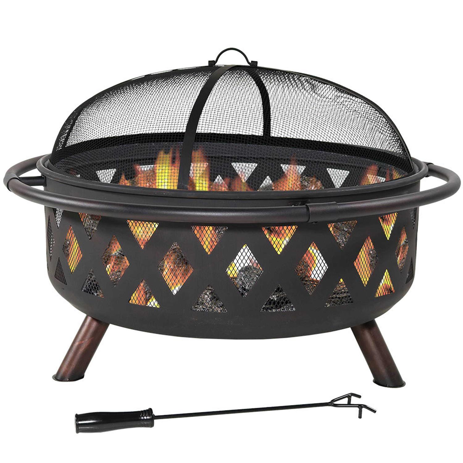 Sunnydaze Decor Crossweave Fire Pit with Spark Screen
