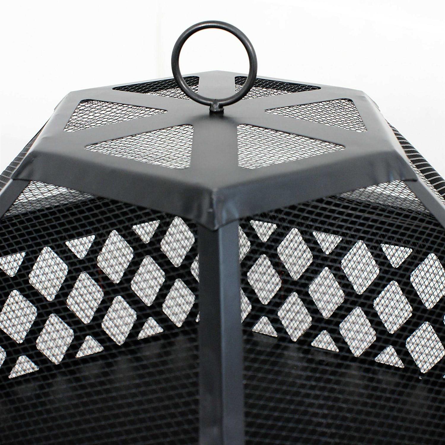 Zenstyle Outdoor Patio Steel Fire Pit 24 inch Hex Shaped Backyard Fireplace Wood Burning Firepit Bowl