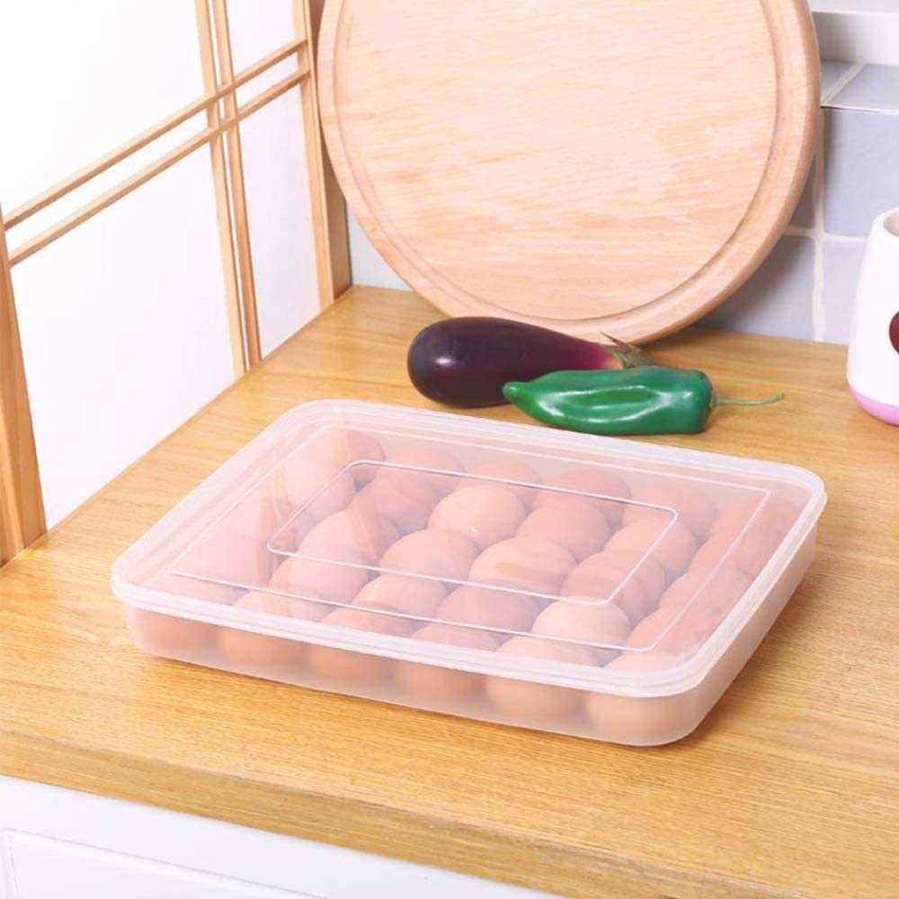 Easter Covered Egg Holder for Refrigerator,30 Deviled Egg Tray with Lid,Plastic Egg Containers,Fridge Egg Dispenser Egg Storage Box