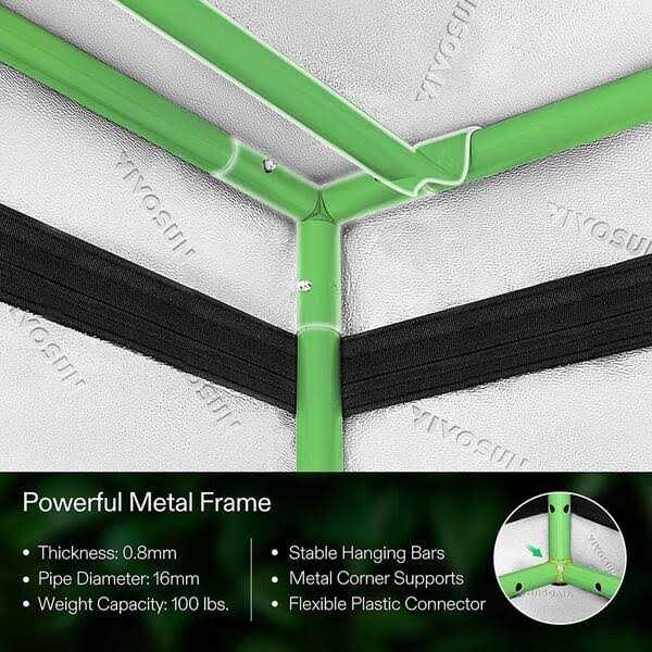 VIVOSUN Mylar Hydroponic Grow Tent with Observation Window and Floor Tray for Indoor Plant Growing