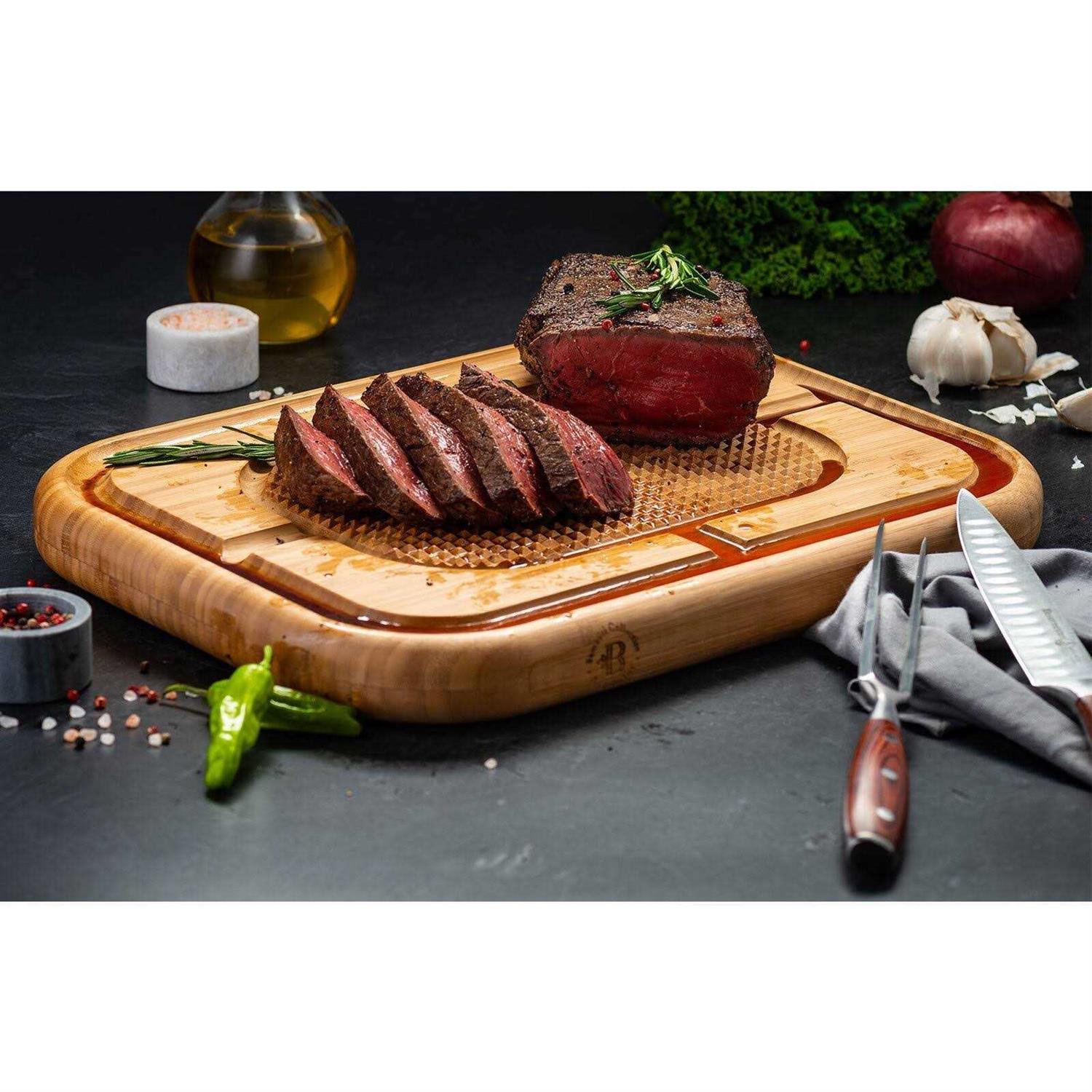 Bamboo Extra Large Cutting Board with Deep Juice Groove and Grips to Stabilizes While Carving