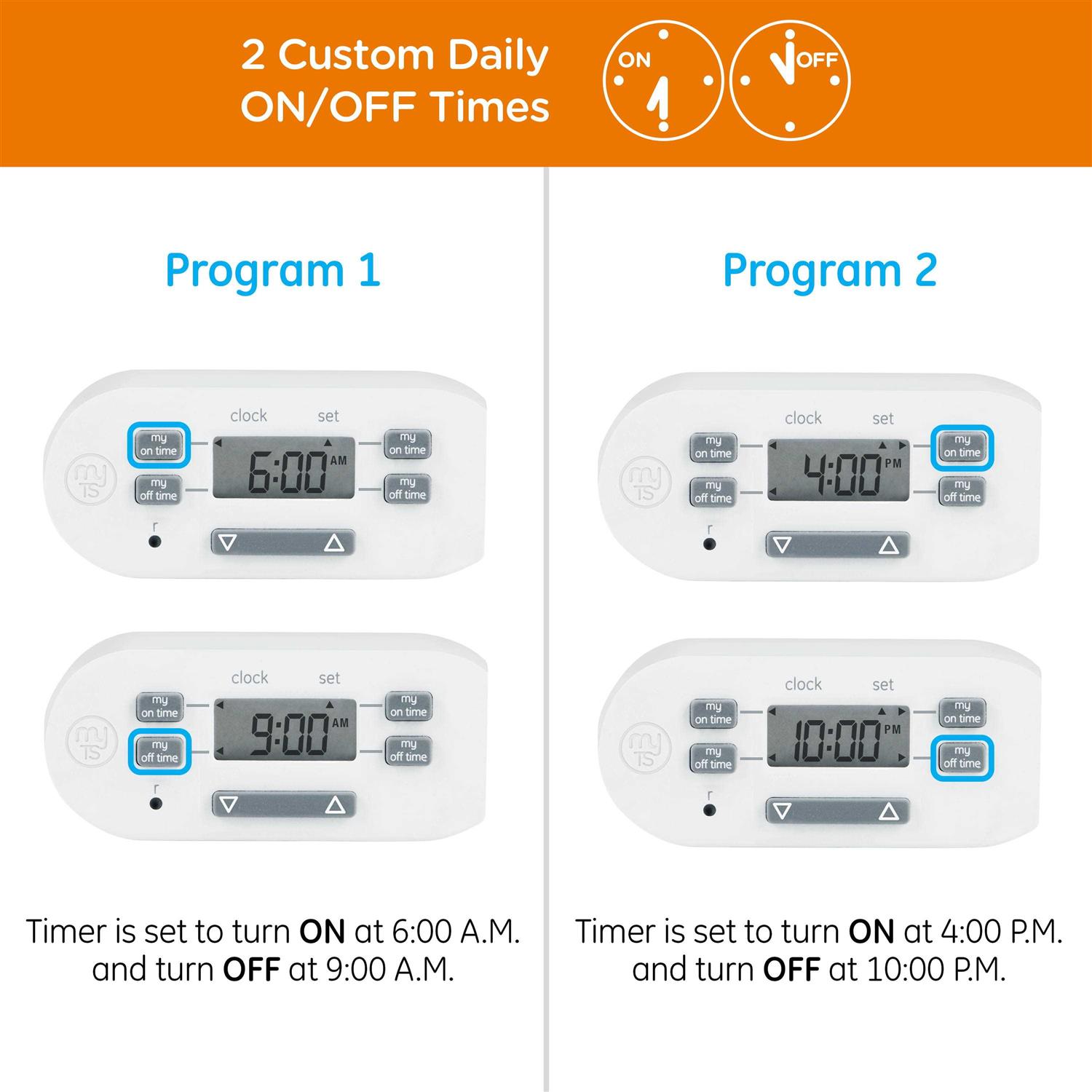 myTouchSmart Indoor Digital Plug-In Timer 2 Pack 1 Outlet Polarized