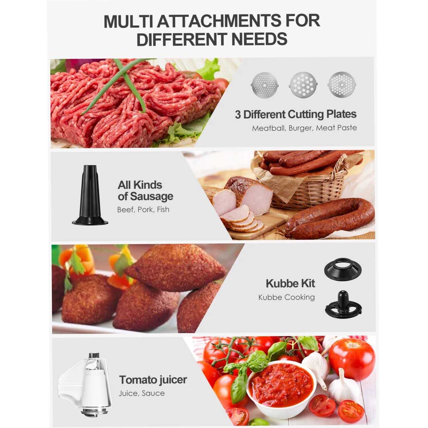 Heavy Duty Electric Meat Grinder 3000w Max 5 in 1 Sausage Stuffer