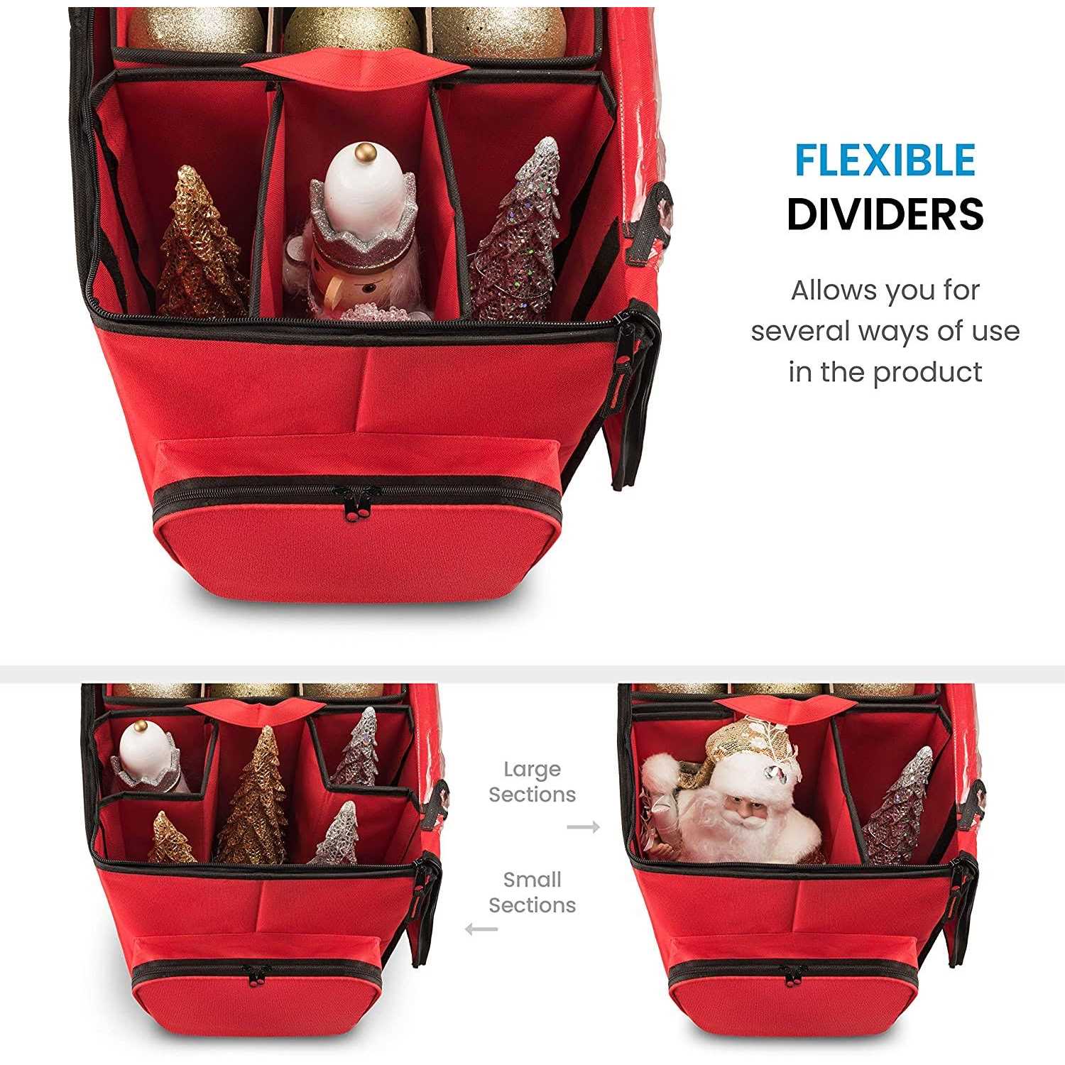 Zober Super Rigid 2-in-1 Christmas Ornament Storage Box & Xmas Figurine Container