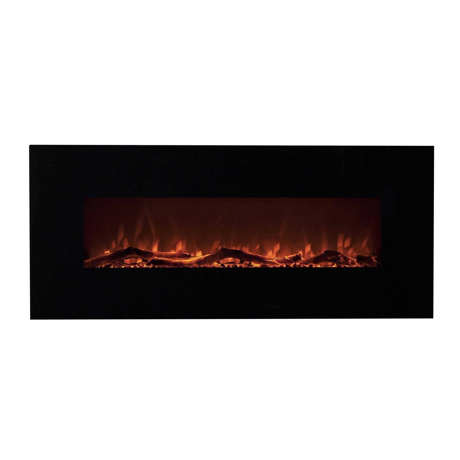 EdenBranch 50 Black Wall Mounted Electric Fireplace with Log Wood Effect