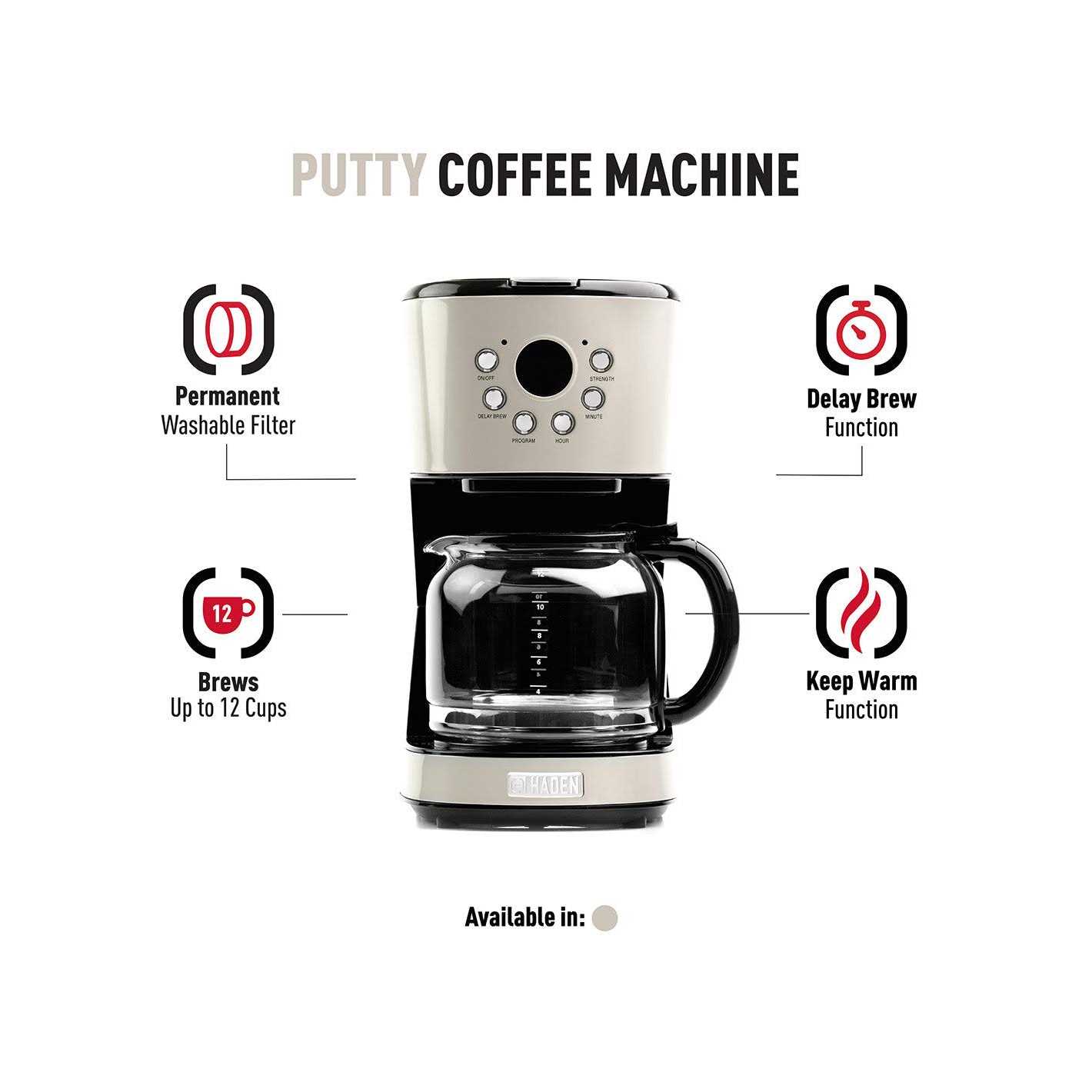 Haden 12 Cup Programmable Coffee Maker