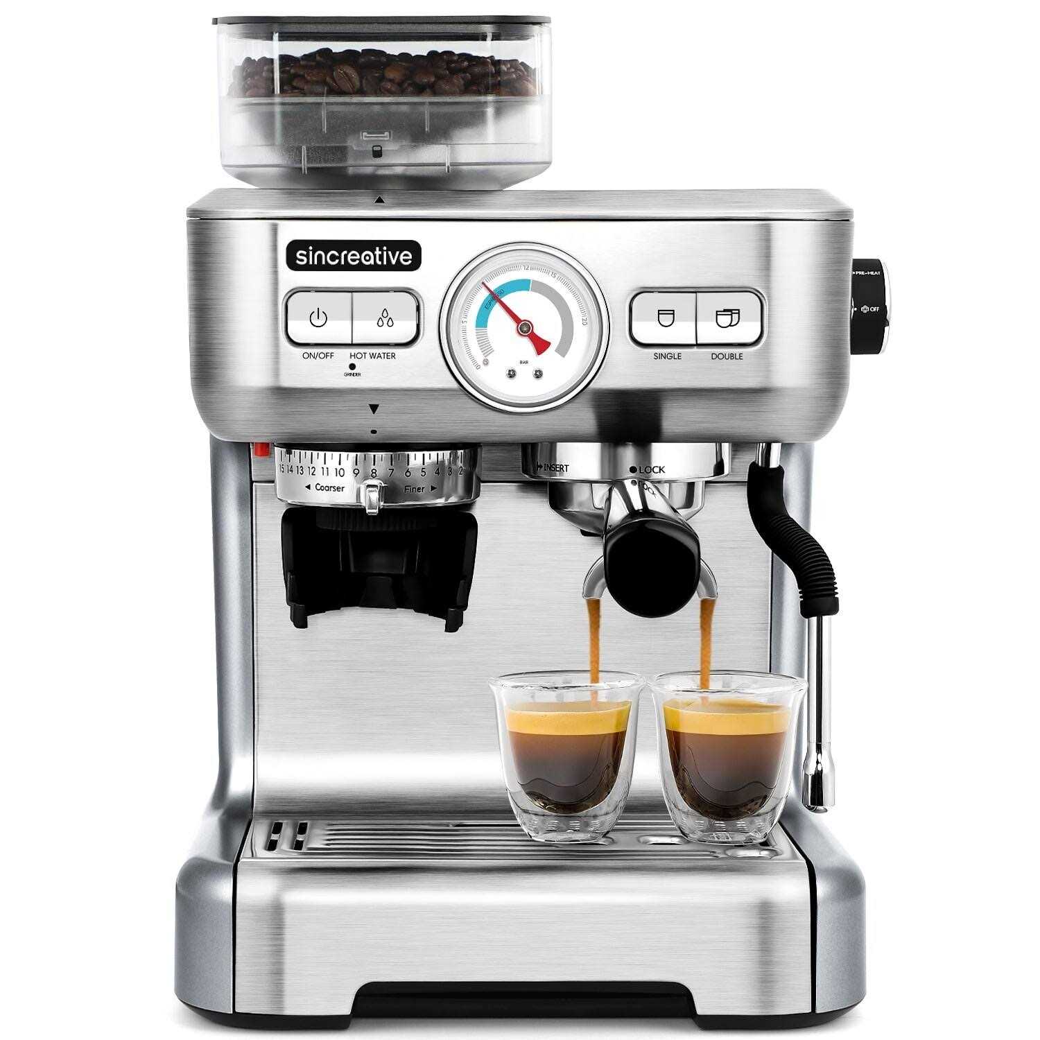 Sincreative 20 Bar All in One Espresso Machine with Grinder and Milk Frother