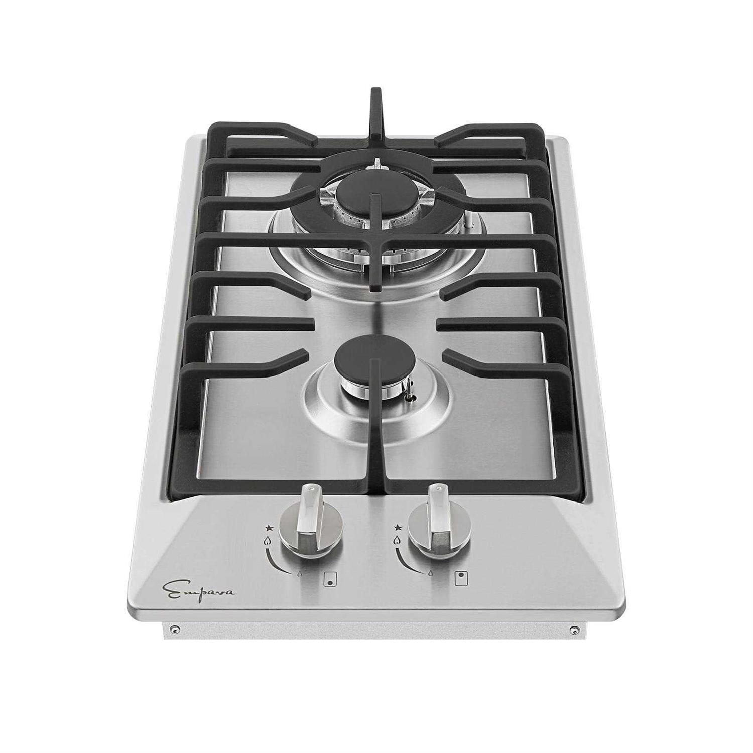 Empava 12 in. Gas Cooktop in Stainless Steel with 2 Sealed Burners LPG Convertible Stove EMPV-12GC29