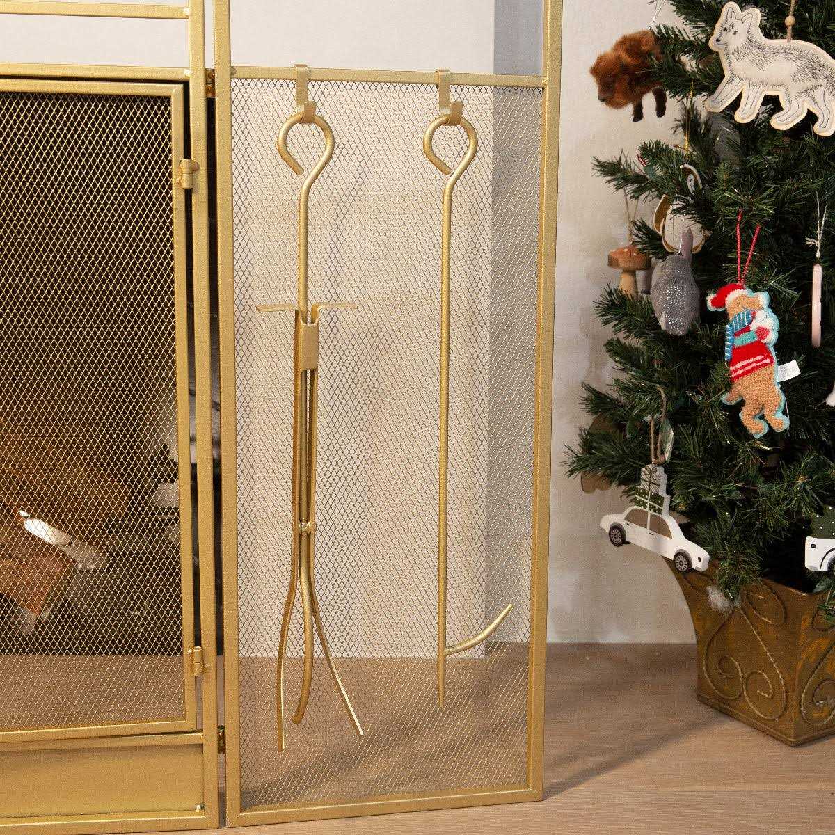 Barton 3-Panel Fireplace Screen Doors 4-Pieces Fireplace