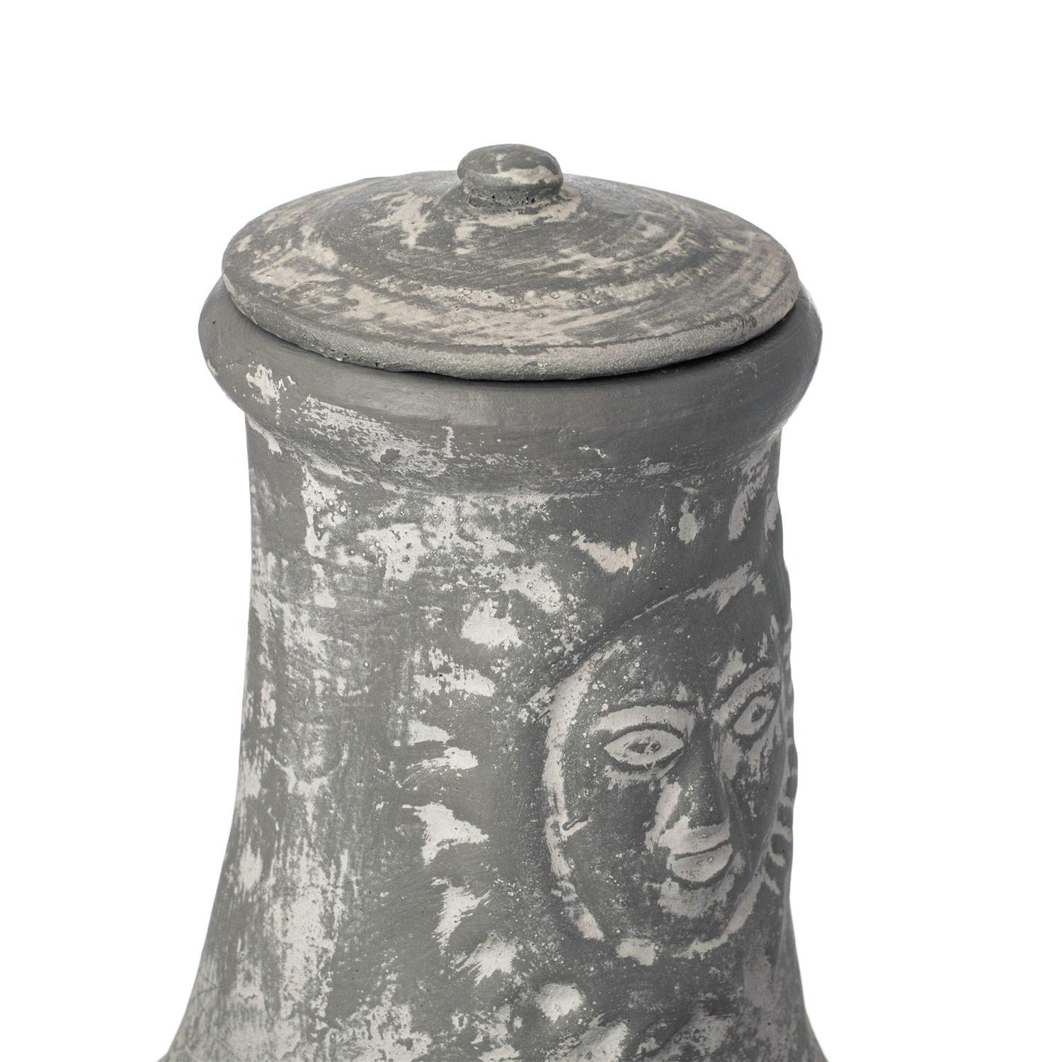 Vintiquewise Outdoor Clay Chiminea Fireplace Sun Design Wood Burning Fire Pit with Sturdy Metal Stand