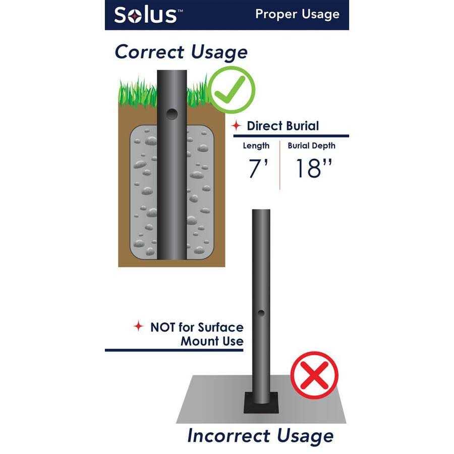 Solus Outdoor Direct Burial Aluminum Lamp Post Fits Most Standard 3 in. Post Top Fixtures Includes Inlet Hole