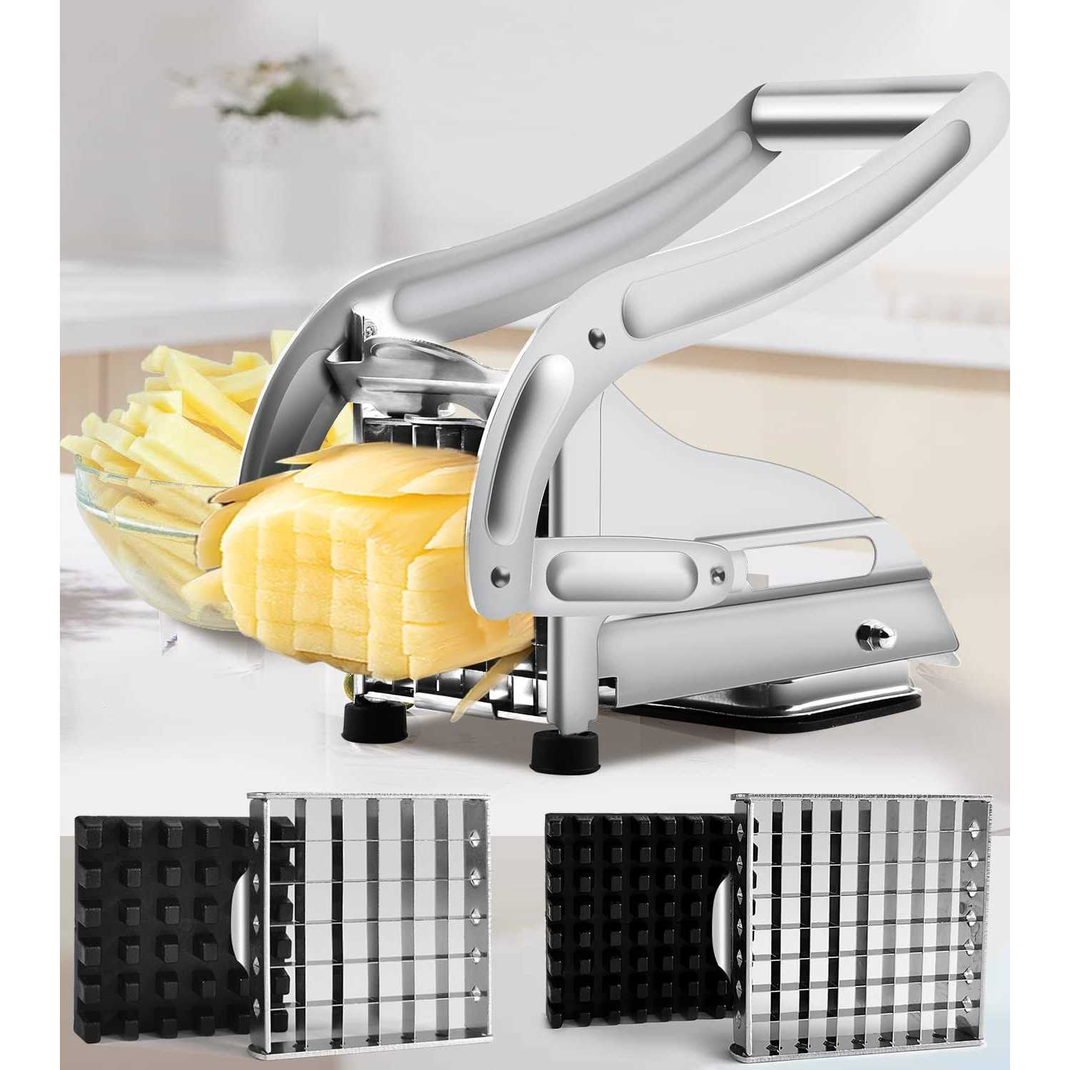 Coma French Fry Cutter with 2 Blades Professional Potato Cutter Stainless Steel