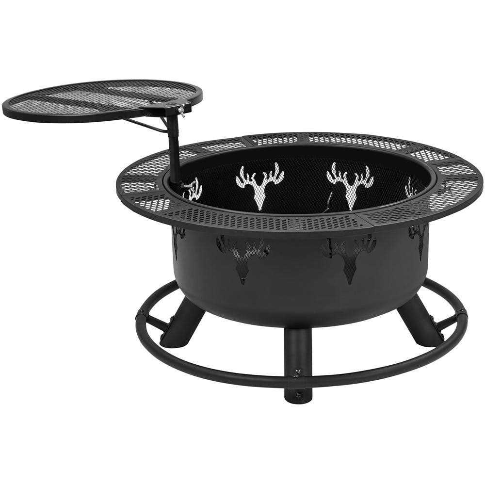 Yaheetech 32&” Round Wood Burning Fire Pit with Swivel Grill Grate