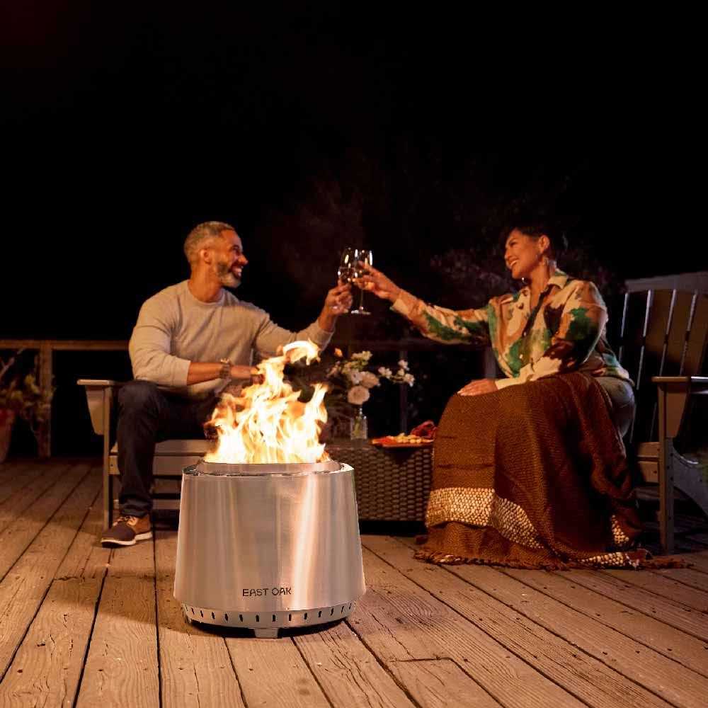 East OAK Fire Pit Smokeless 21&” for Outside Patio 304 Stainless Steel Wood Burning Fireplaces