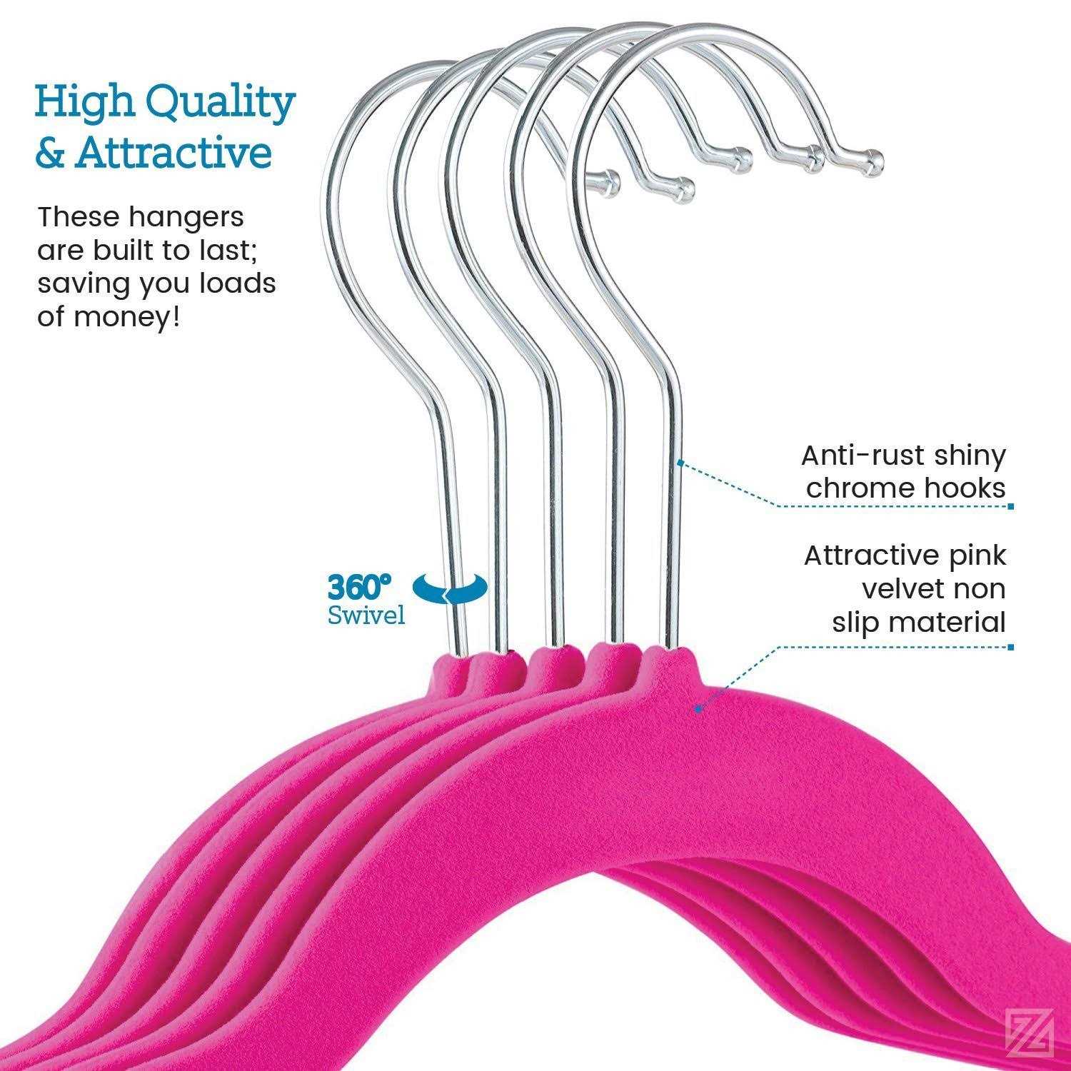 Zober Velvet Hangers Space Saving Swivel Hook Ultra Non Slip