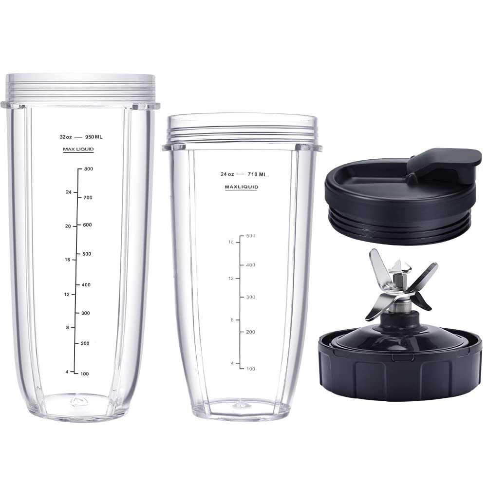 Blender Replacement Parts for Ninja, 32oz&24oz Cup and with Lids New