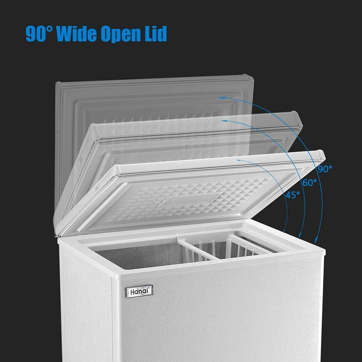 WANAI Chest Freezer 3.5 Cu.Ft Small Deep Freezer Top Door Mini Freezer with Removable Basket, Low Noise, 7 Adjustable Temperature and Energy Saving
