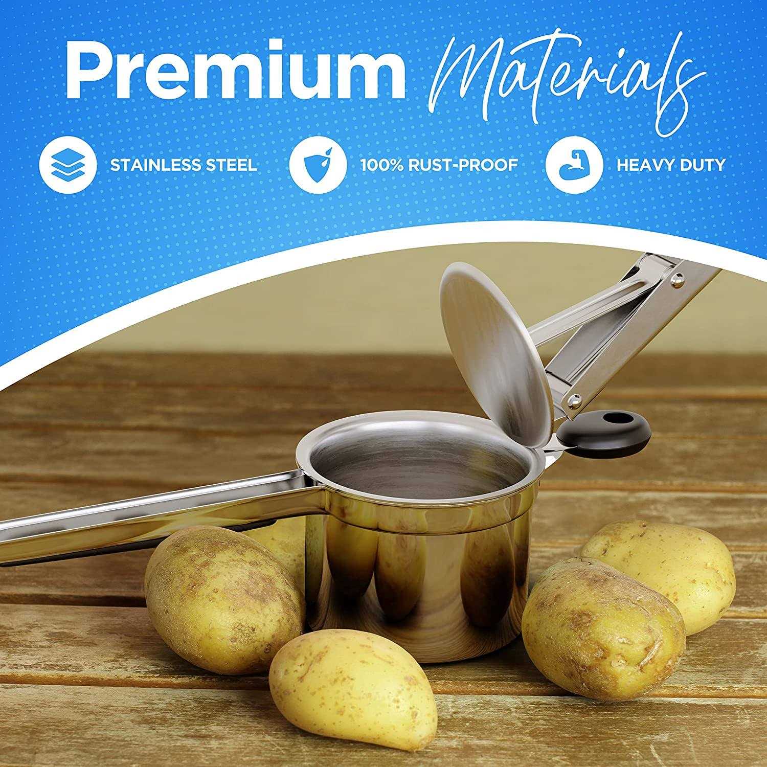 Priority Chef Stainless Steel Potato Ricer and Masher Anti-Slip Makes Light and Fluffy Mashed