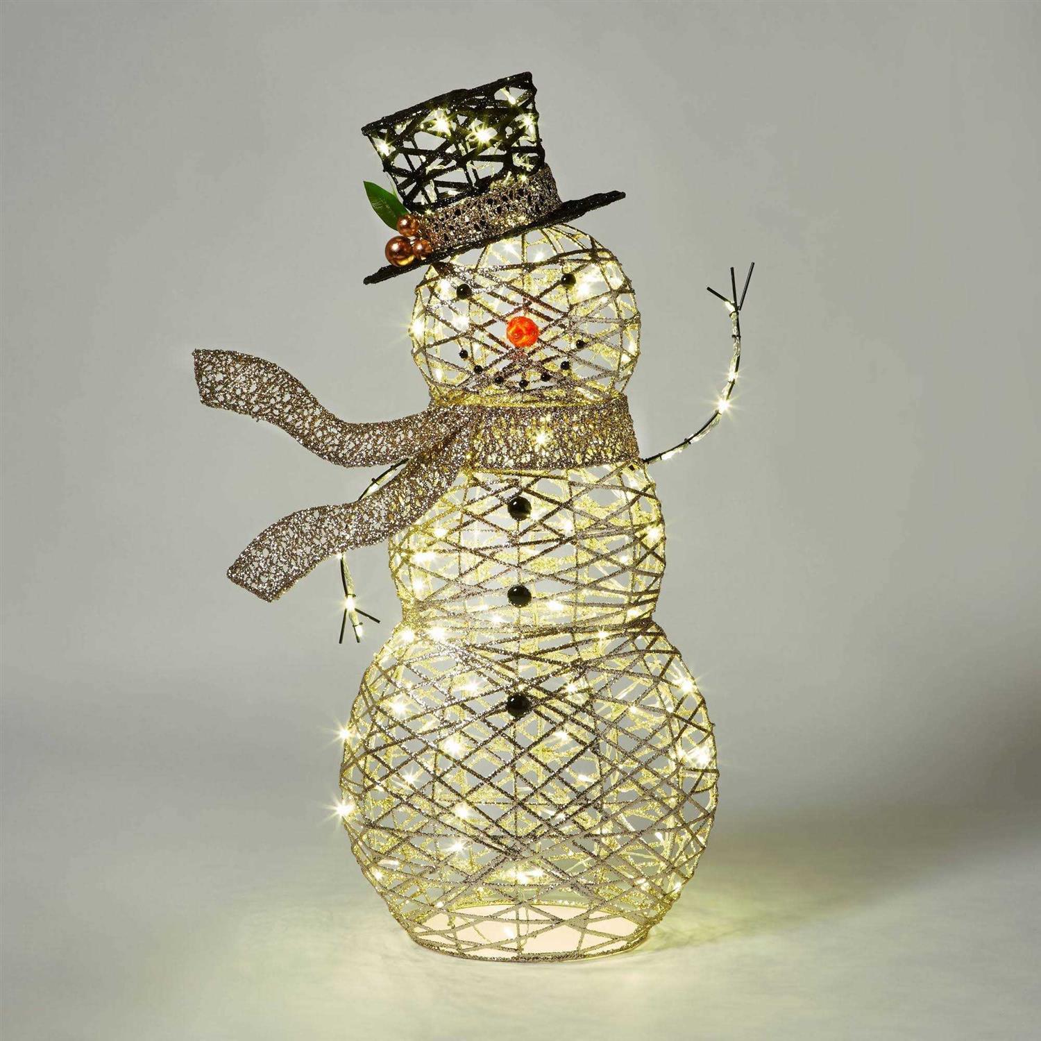 Wondershop 42 Faux Rattan Snowman Christmas Novelty Sculpture Light