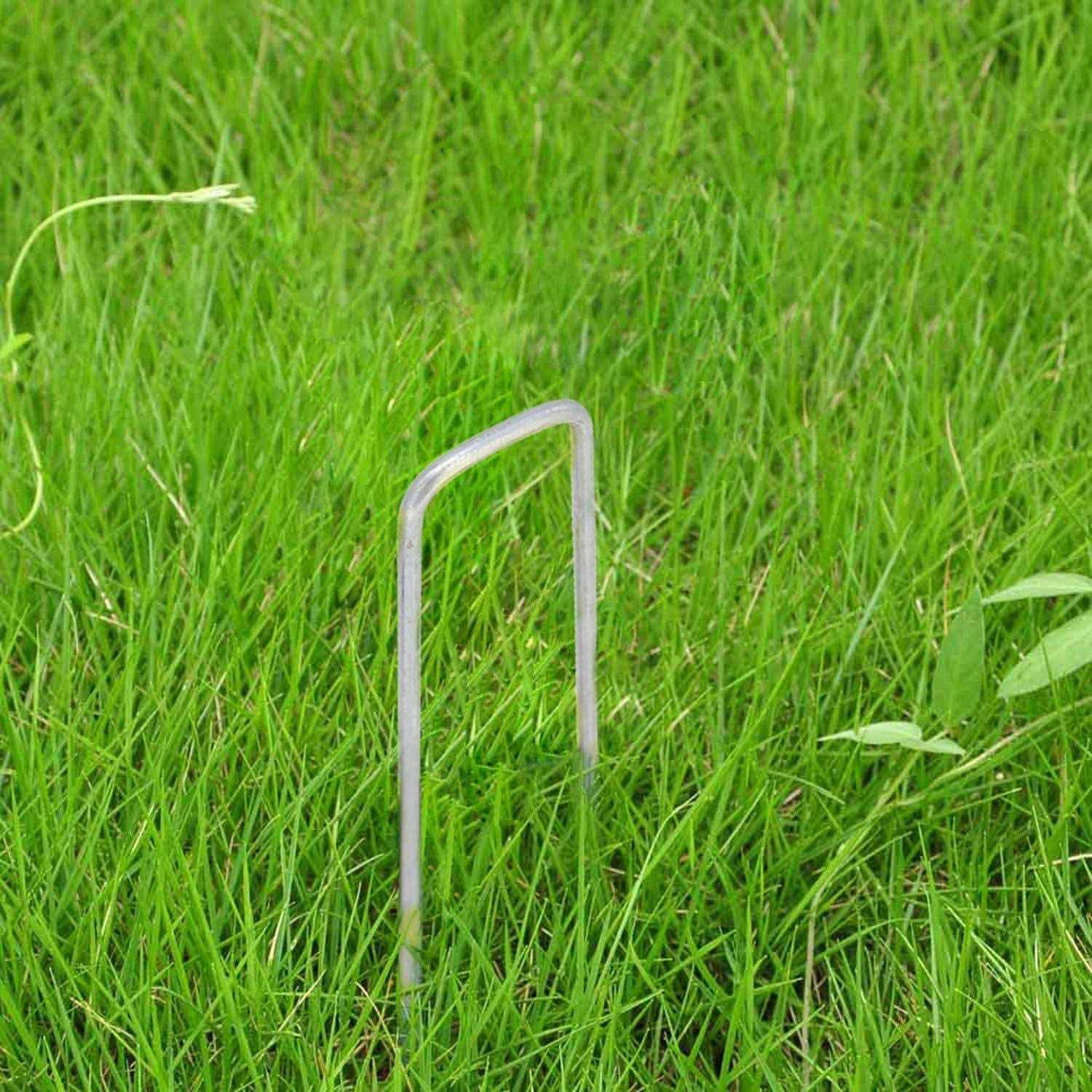 100 Pack 6&” 11 Gauge Heavy Duty U-Shaped Securing Stakes Pins Garden Stakes Pins-Sod Fence Staples for Anchoring Weed Barrier and Landscape Fabric