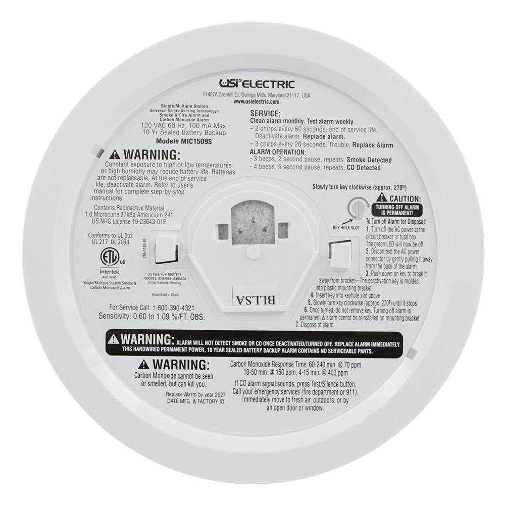 MIC1509S USI Hardwired 3-in-1 Smoke, Fire and Carbon Monoxide Smart Alarm with 10 Year Sealed Battery