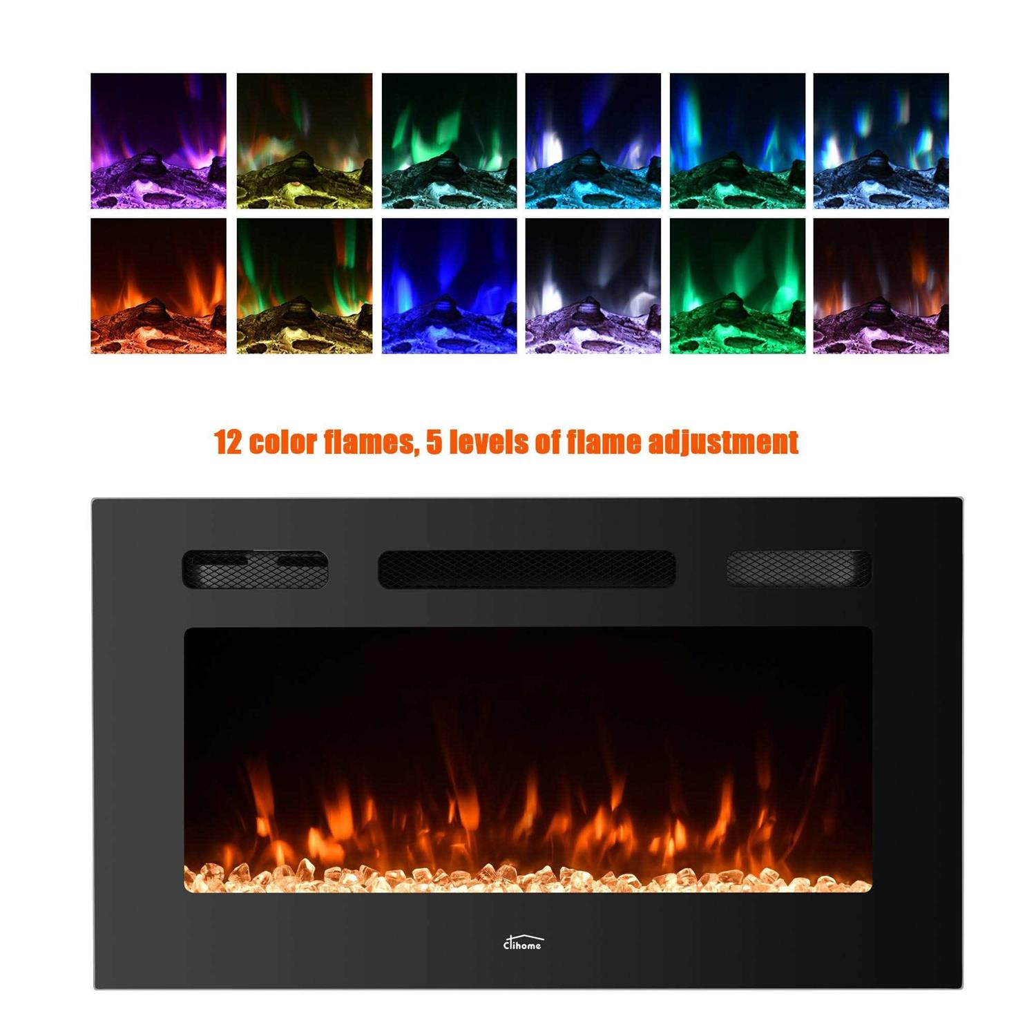 Clihome 72&” Inserted & Wall-Mounted Electric Fireplace