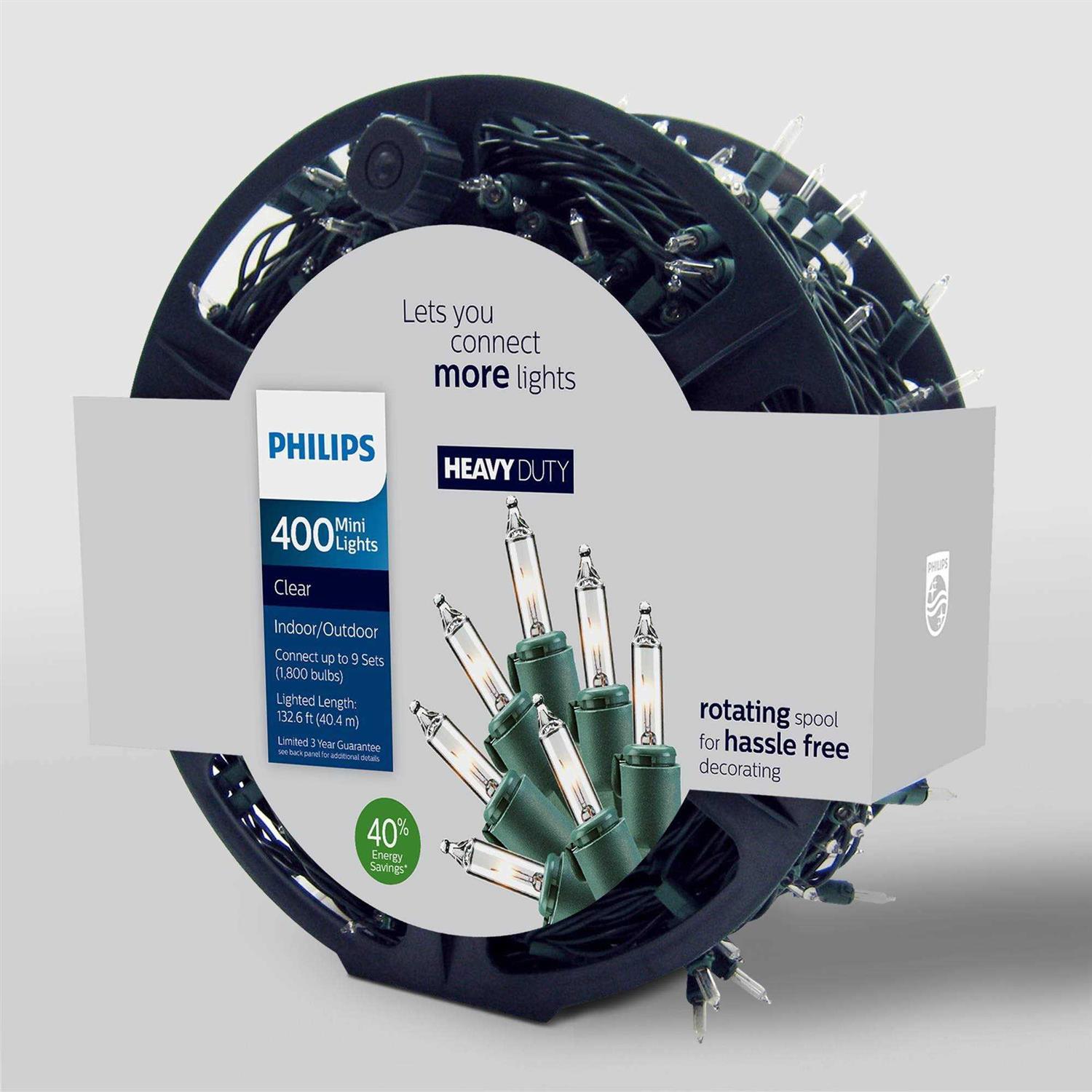 Philips 400ct Clear Heavy Duty Mini String Christmas Lights