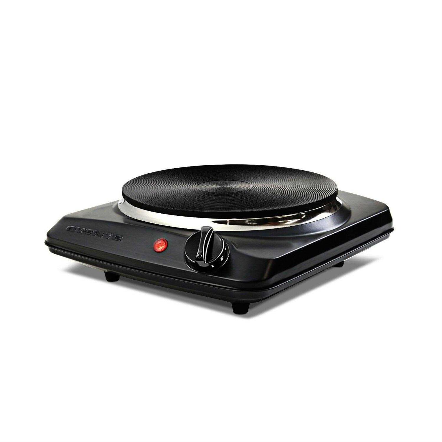 Ovente Electric Countertop Single Burner 1000W Cooktop with 7.25 Inch Cast Iron Hot Plate