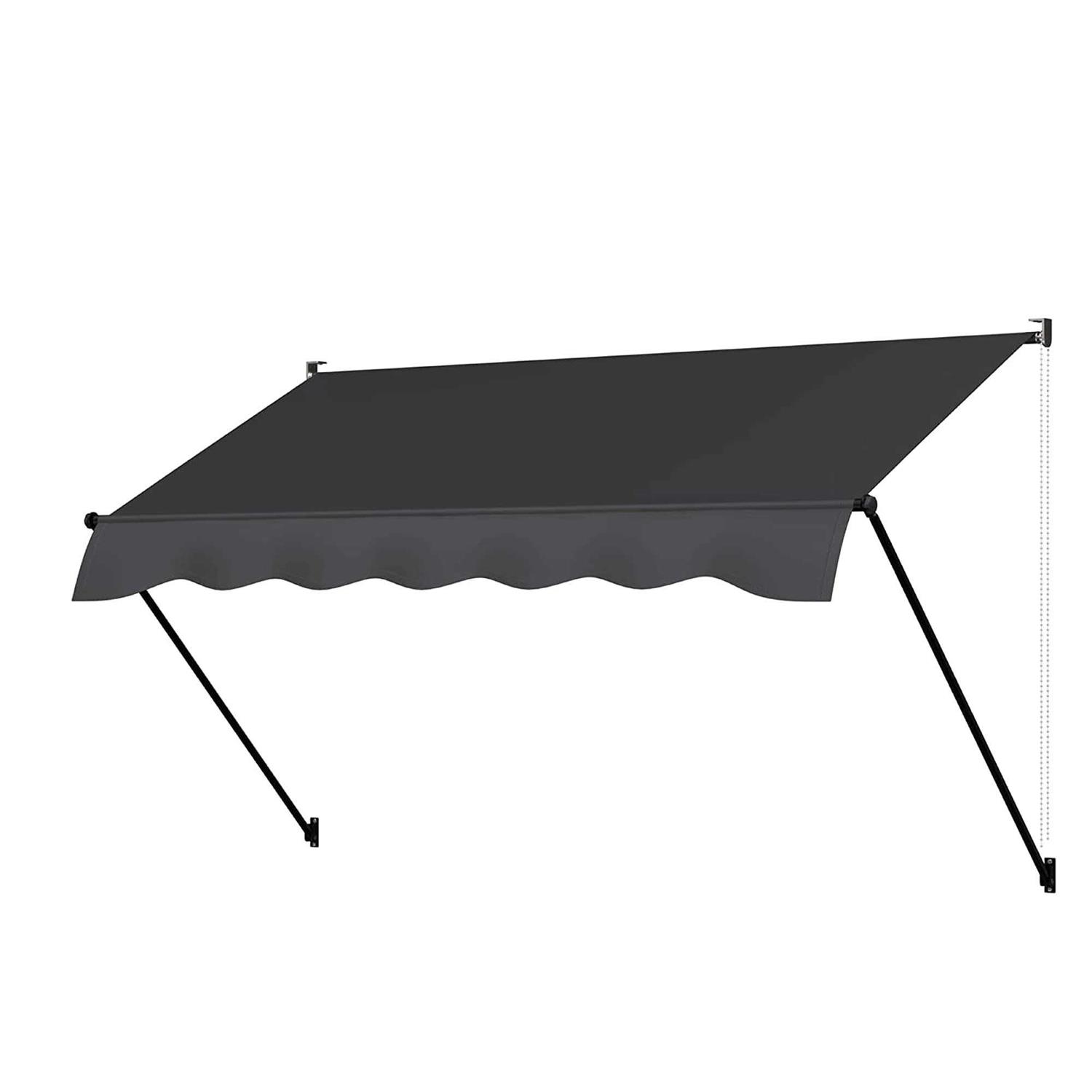 STEELAID Manual Retractable Awning Non-Screw Outdoor Sun Shade – Adjustable Pergola Shade Cover with UV Protection – 100% Polyester Made