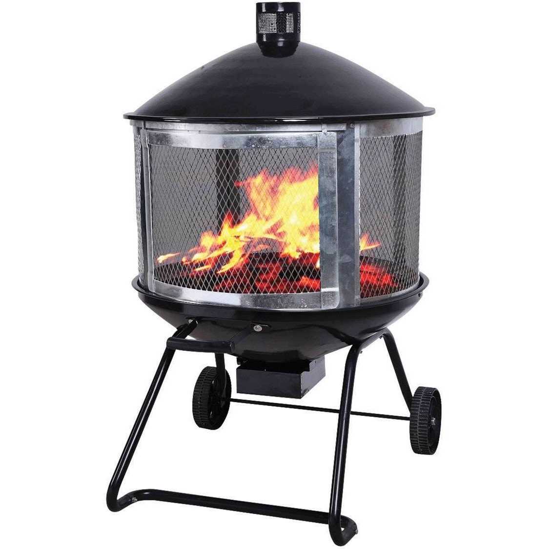 Living Accents 28 in. W Porcelain/Steel Round Wood Fire Pit