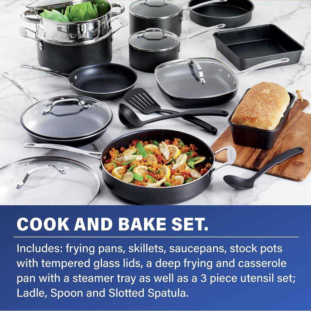 Granitestone Blue 20 Piece Pots and Pans Set Nonstick Cookware Set