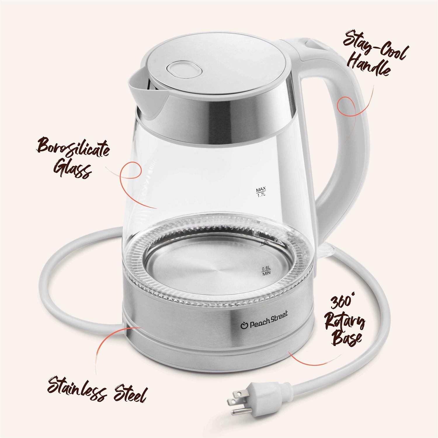 Speed-boil Water Electric Kettle 1.7l 1500w Coffee Tea Kettle Borosilicate Glass