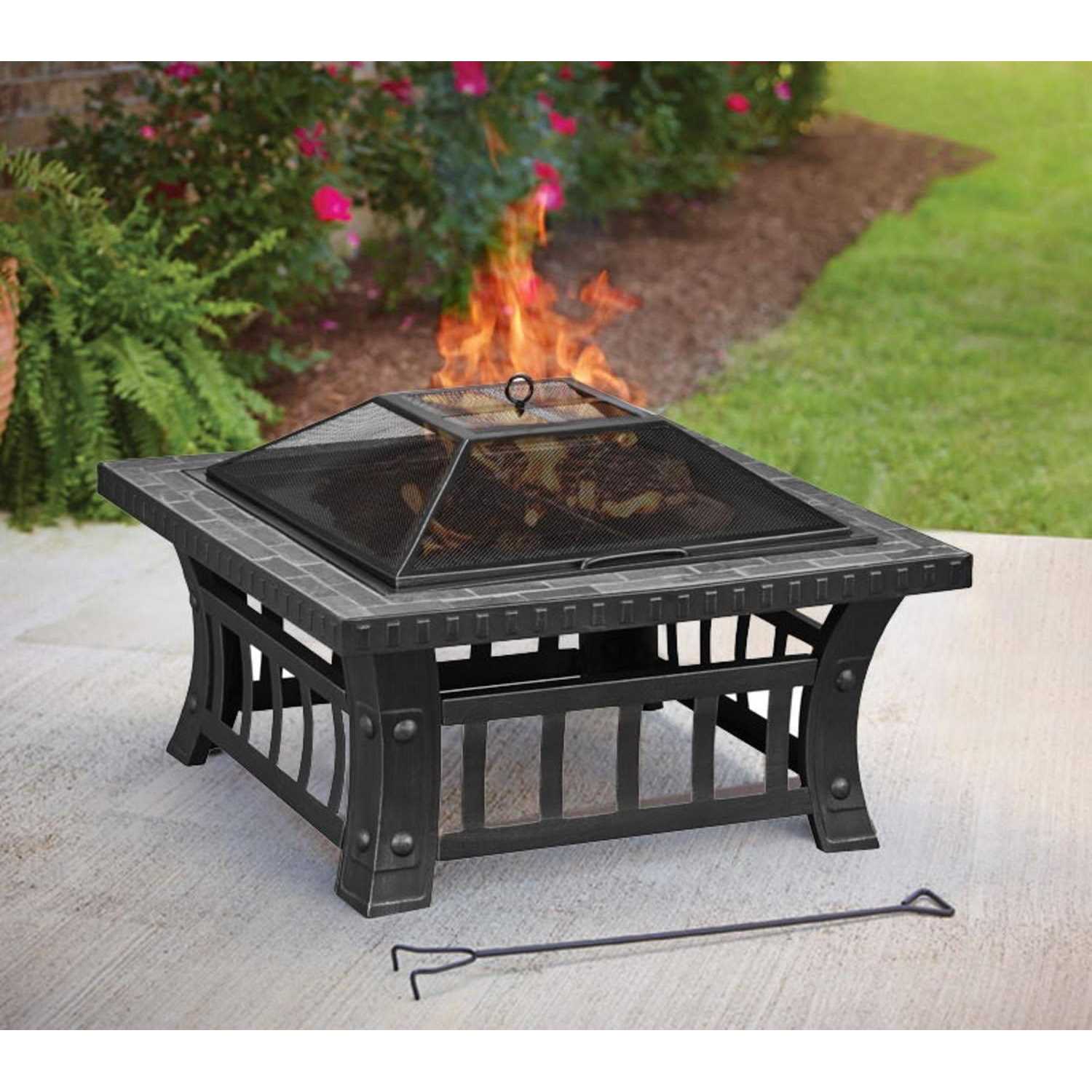 Living Accents Steel Square Wood Fire Pit SRFP21627