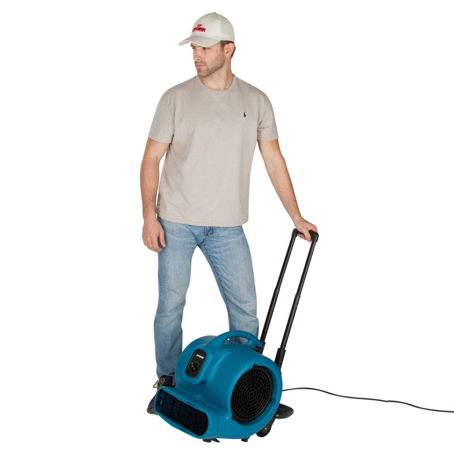 XPOWER Air Mover with Telescopic Handle and Wheels