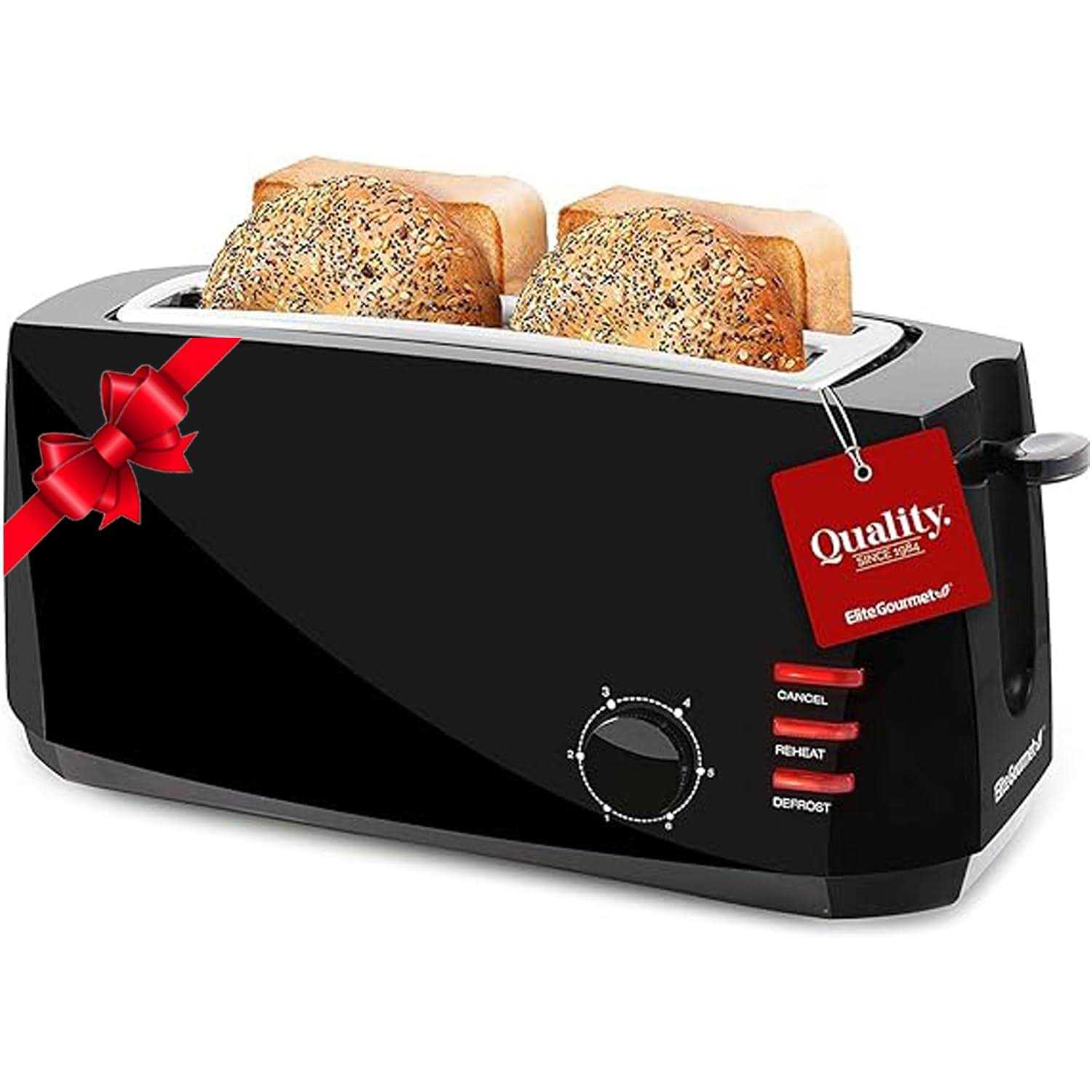 Elite Gourmet 4 Slice Long Slot Cool Touch Toaster