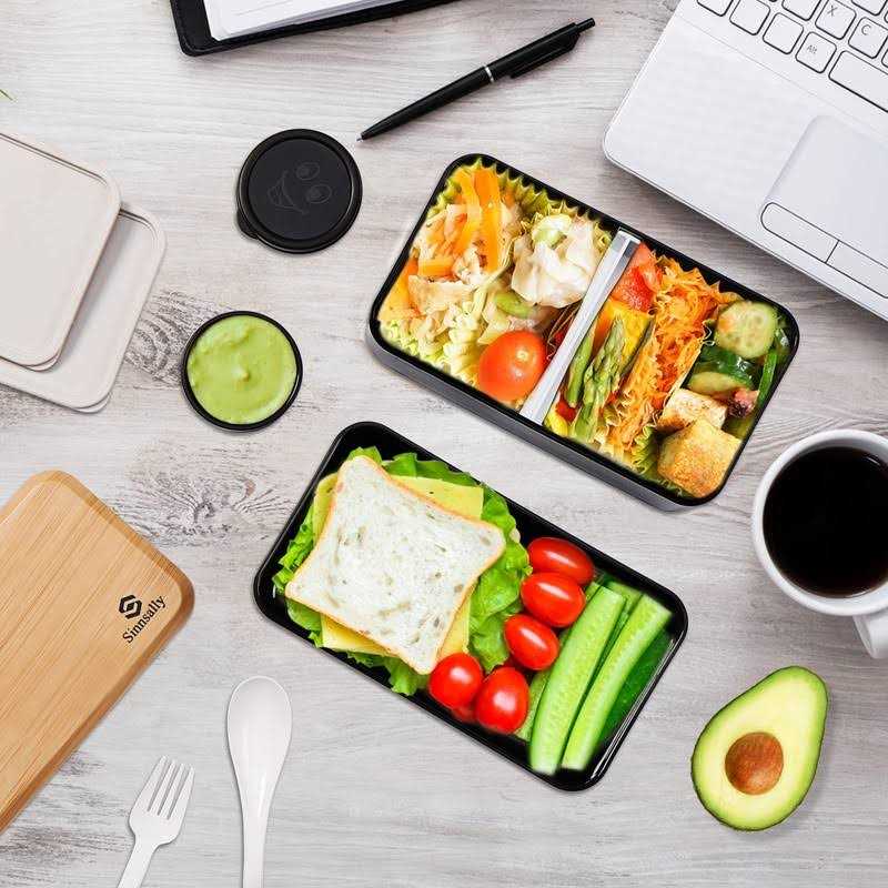 Bento Box Adult Lunch Box,Lunch Box with Compartments,Stackable Adults Bento Lunch Box,Rectangle Lunchable Food Container with Utensil Set