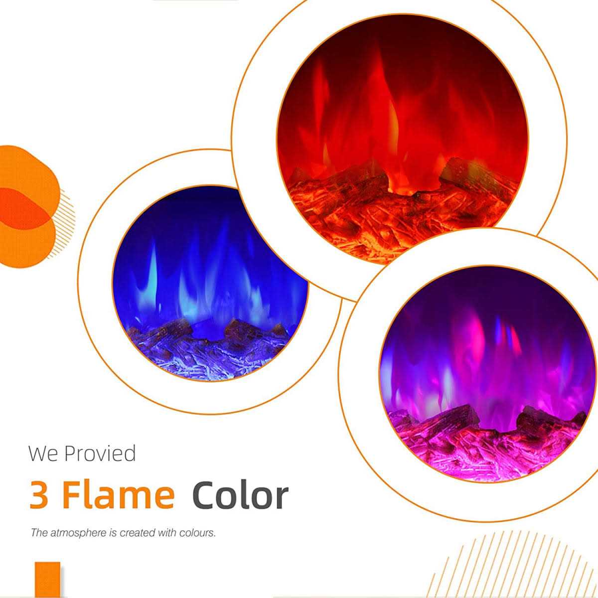 R.W.Flame A-36 Electric Fireplace Insert ,Recessed Electric Stove Heater,Touch Screen,Remote Control,750W-1500W with Timer & Colorful Flame Option