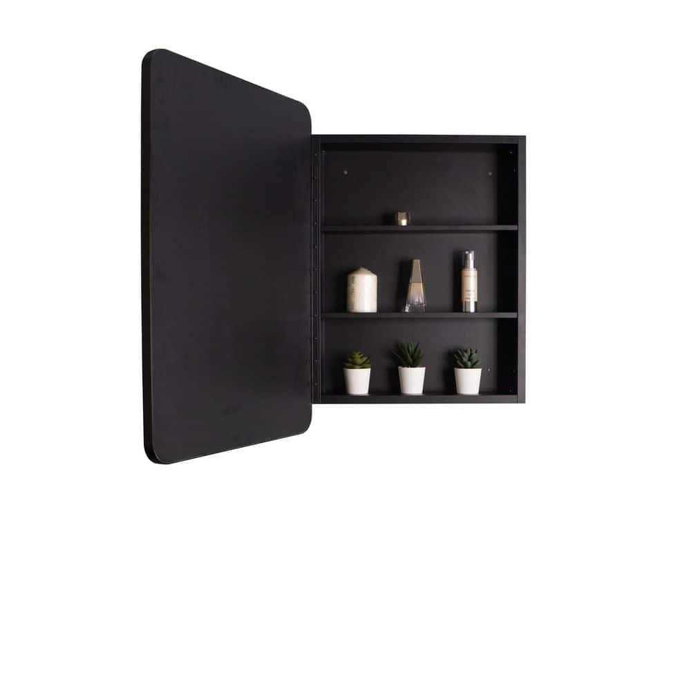 24 in. W x 30 in. H Rectangular Black Metal Framed Wall Recessed/Surface Mount Bathroom Medicine Cabinet with Mirror