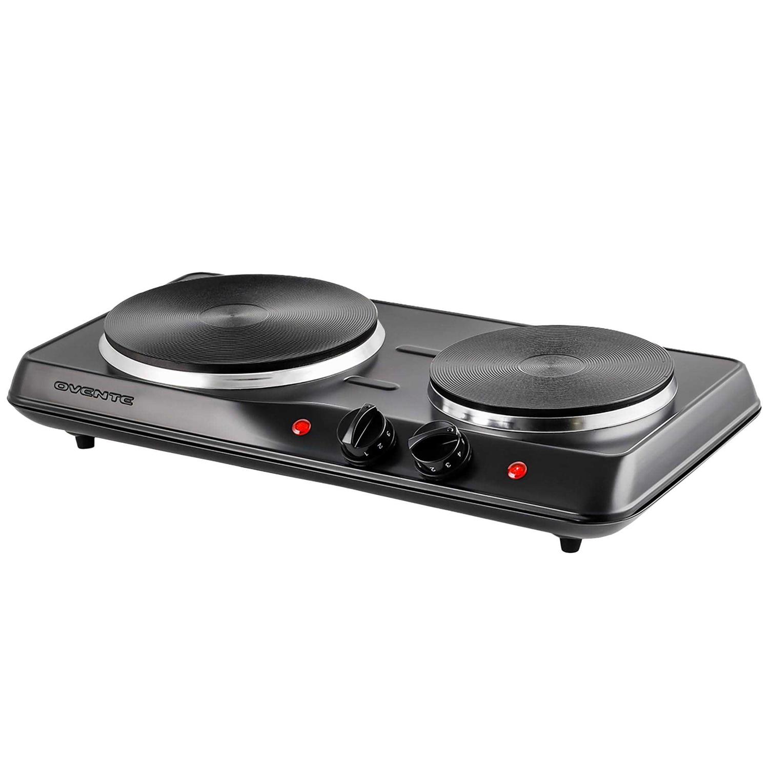 Ovente Electric Double Cast Iron Burner with Temperature Knob