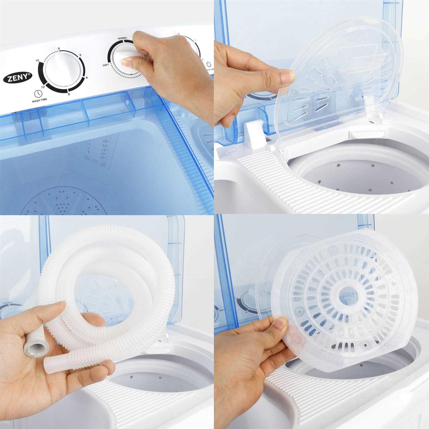 Zeny Portable Compact Mini Twin Tub Washing Machine Large Capacity Built-in Gravity Dryer Separate Washer