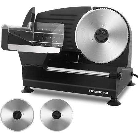 Meat Slicer, Anescra 200w Electric Deli Food Slicer with Two Removable 7.5 Stainless Steel Blades and Food Carriage