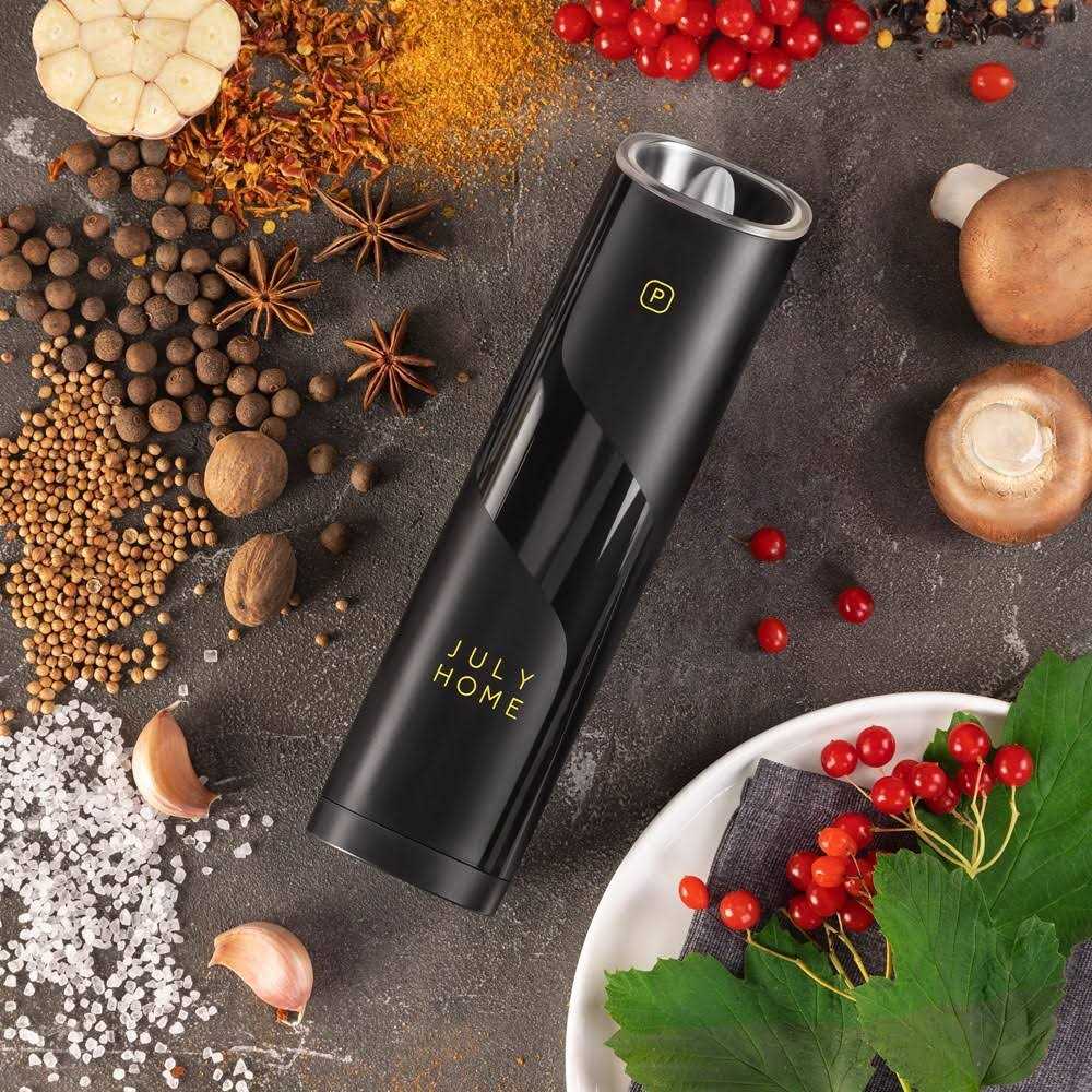 July Home Premium Gravity Electric Salt and Pepper Grinder Set