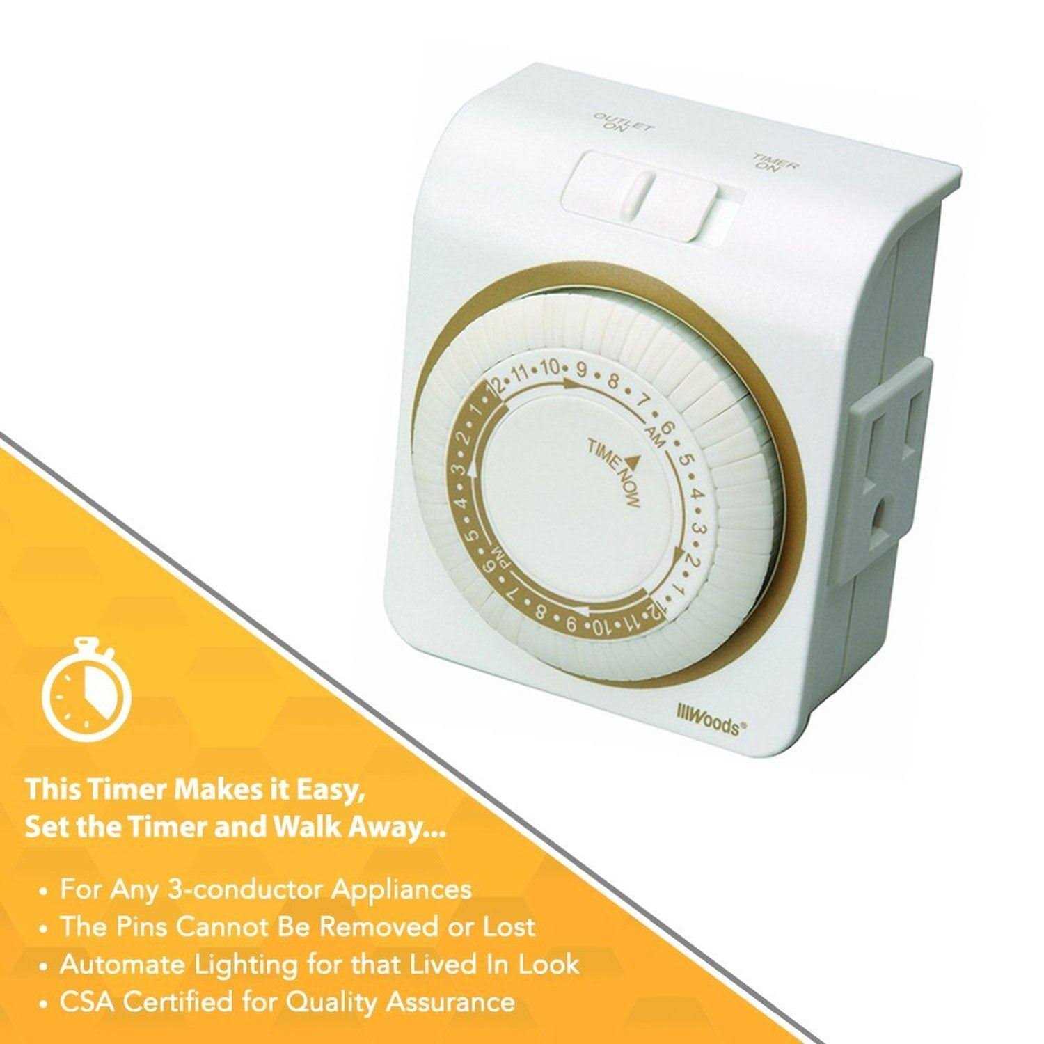 Woods Indoor 24-Hour Mechanical Timer 50001