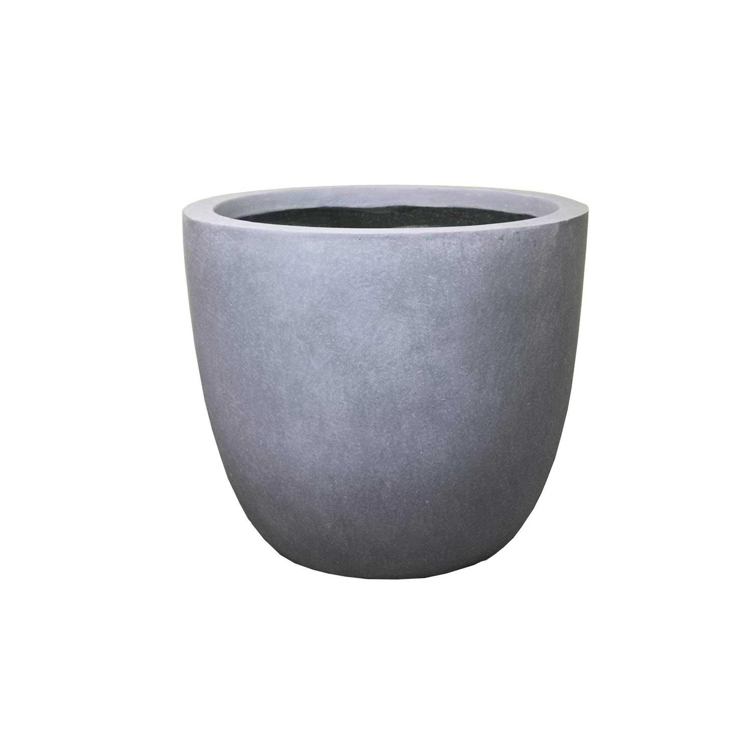 10 in. W Round Slate Gray Concrete/Fiberglass Indoor Outdoor Elegant Planter