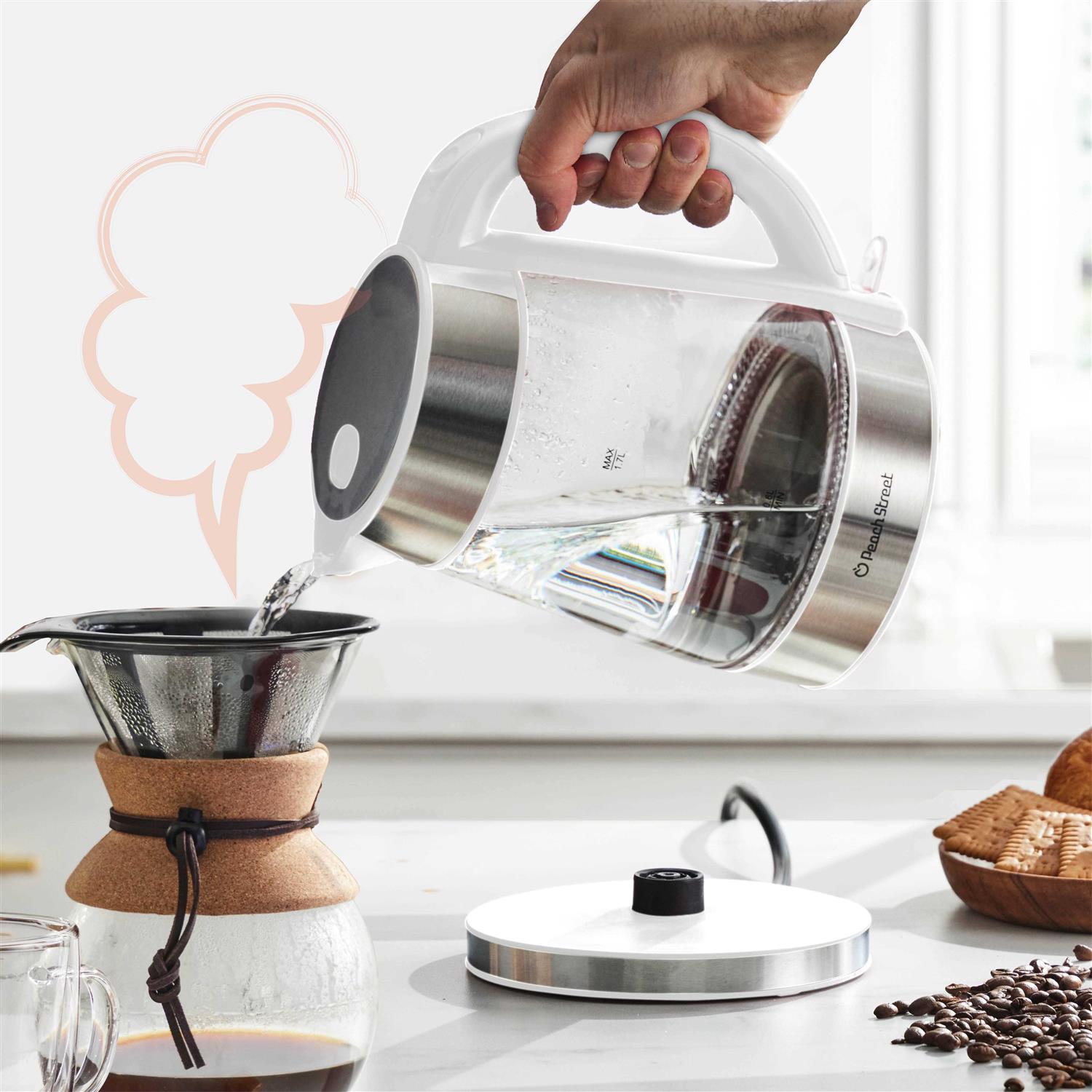 Speed-boil Water Electric Kettle 1.7l 1500w Coffee Tea Kettle Borosilicate Glass