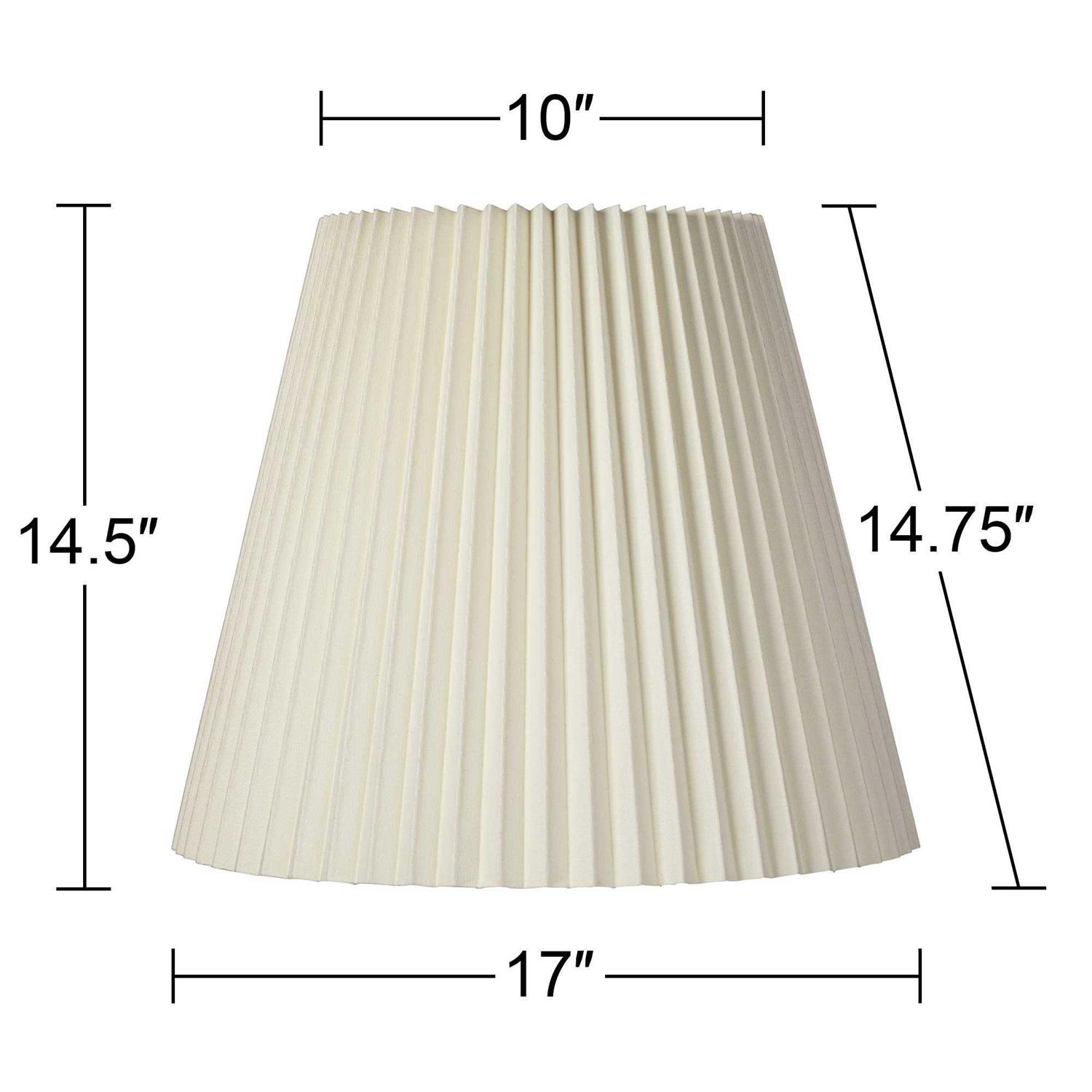 Springcrest Ivory Pleated Large Lamp Shade 10 Top x 17 Bottom x 14.5 High x 14.75 Slant Replacement with Harp and Finial