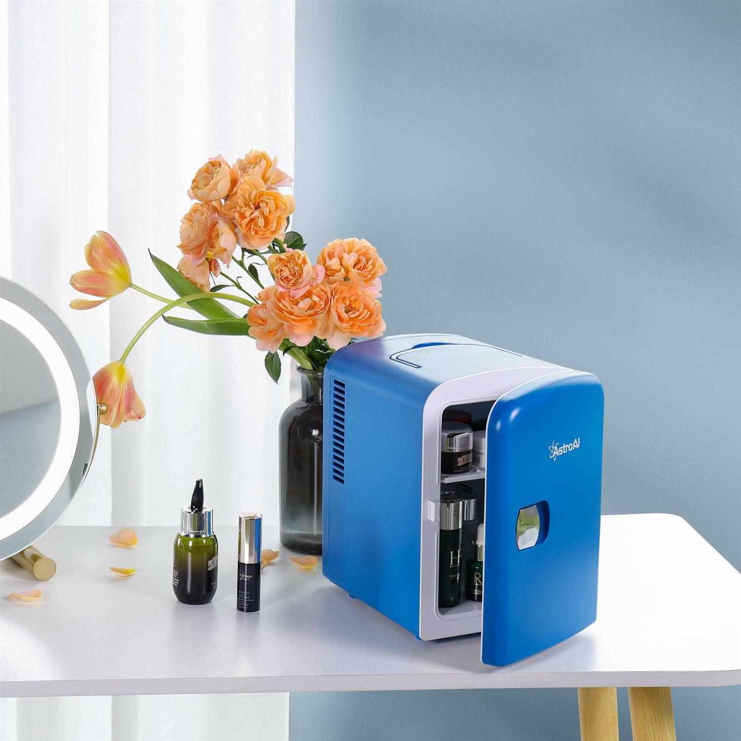 AstroAI Mini Fridge 4 Liter/6 Can AC/DC Portable Thermoelectric Cooler and Warmer for Skincare