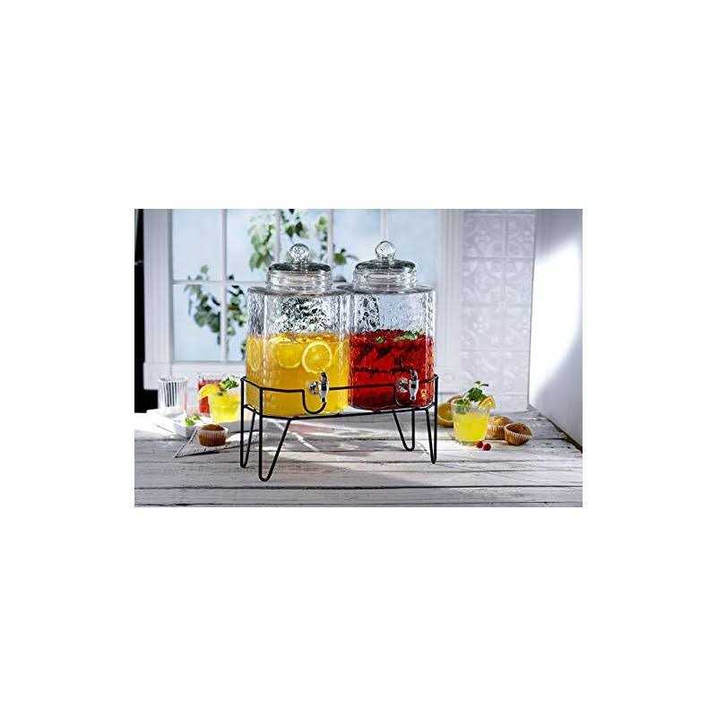 Style Setter Hamburg Glass Beverage Dispensers with Stand