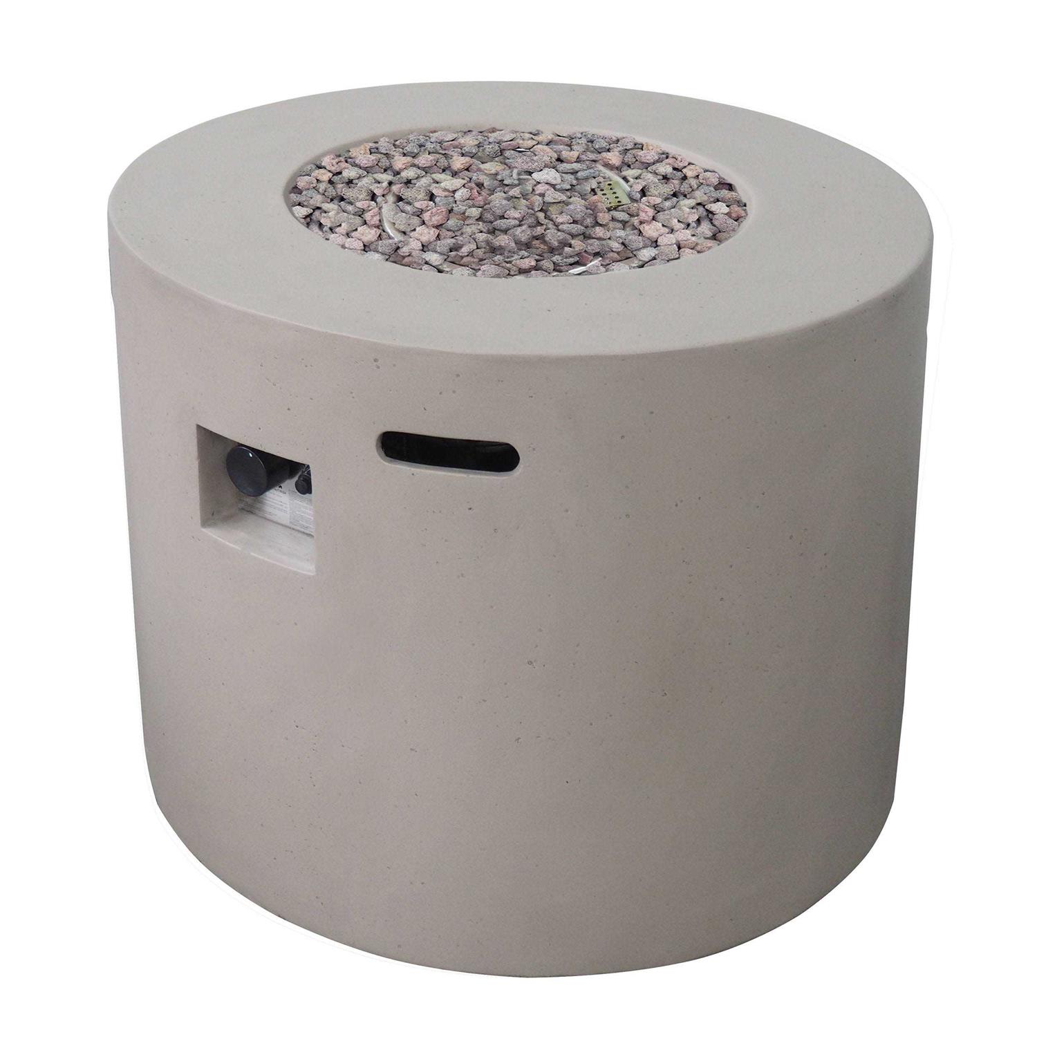 Leo Outdoor 31 inch Round Light Weight Concrete Gas Burning Fire Pit
